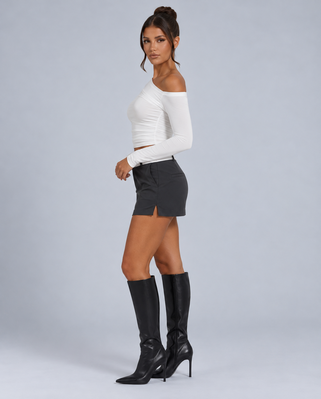 Violet | Asymmetric One Shoulder Ruched Crop Top