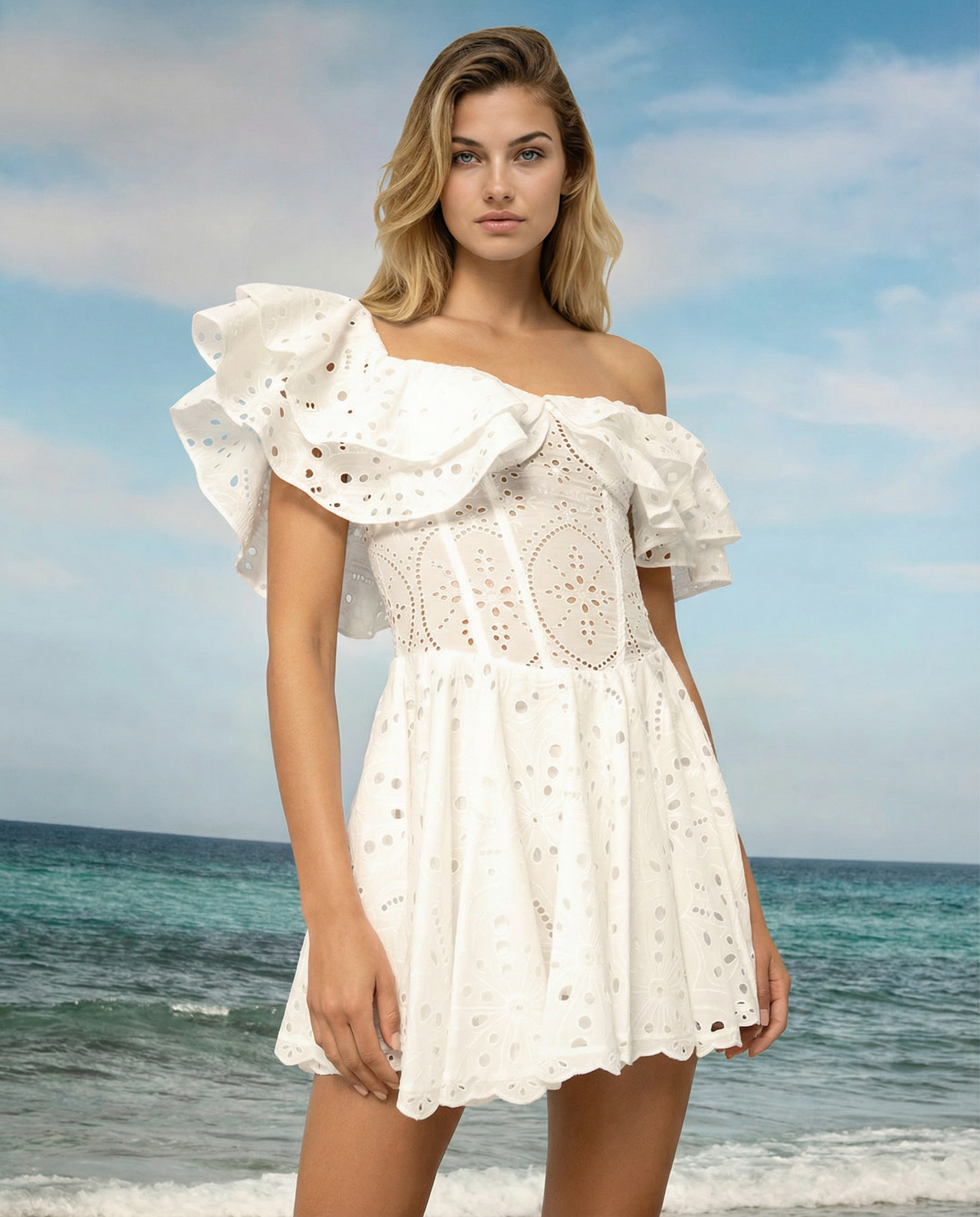 Nina | Off-Shoulder Mini Dress with Ruffle Detail