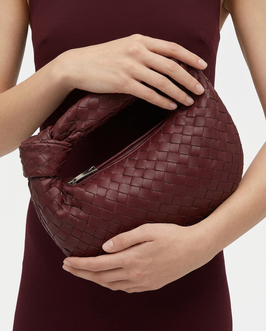 Woven Convertible Mini Bag with Silver Hardware