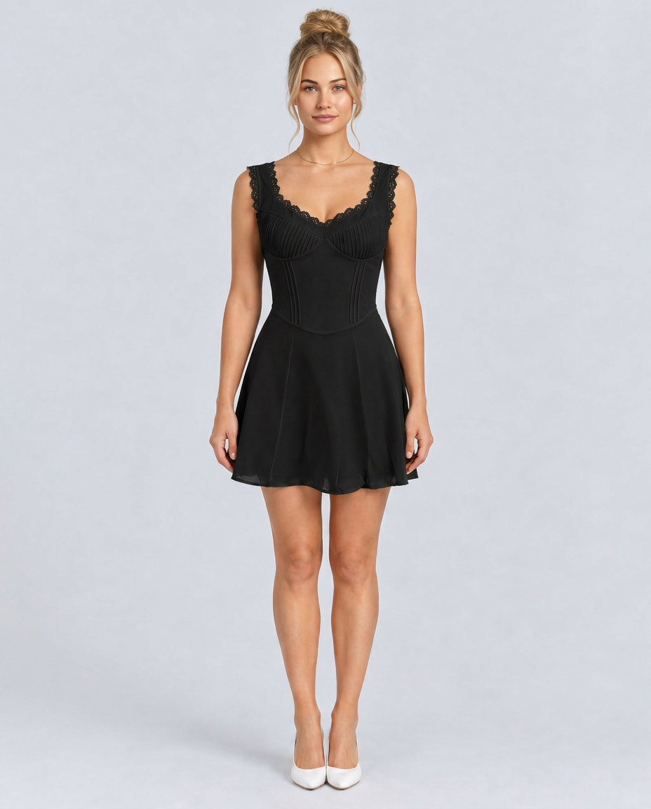 Megan | Mini Dress with Pin Pleated Bodice