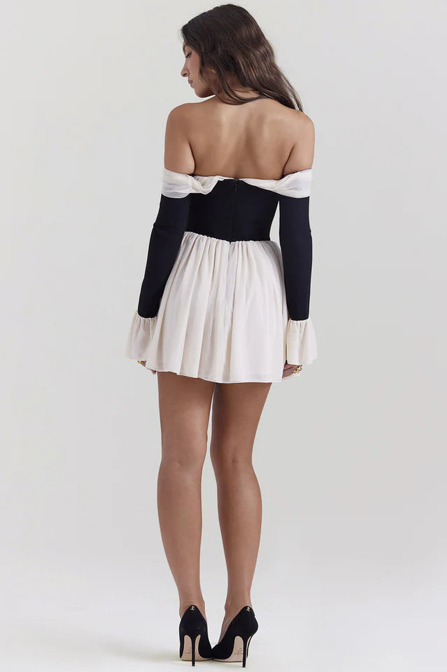 Lea | Off-Shoulder Mini Dress with Pleated Skirt