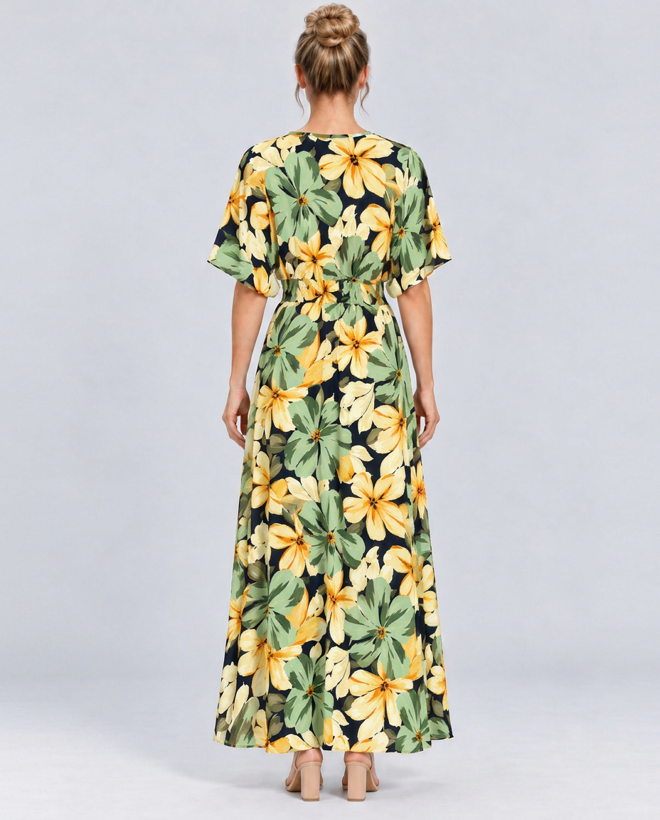 Nola | Maxi Dress with Floral Print and Elastic Waist
