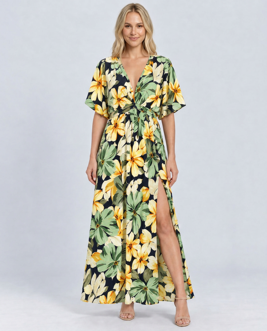 Nola | Maxi Dress with Floral Print and Elastic Waist
