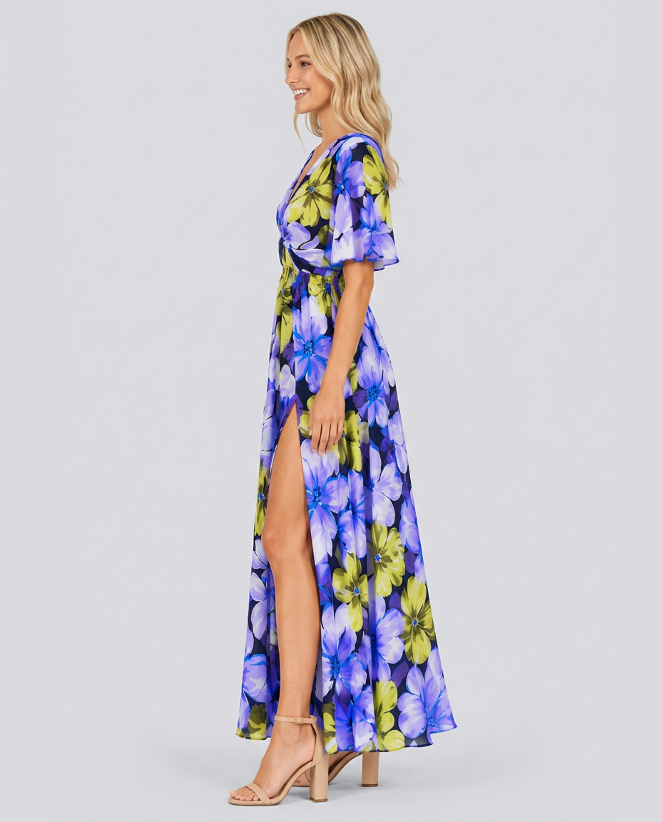 Nola | Maxi Dress with Floral Print and Elastic Waist