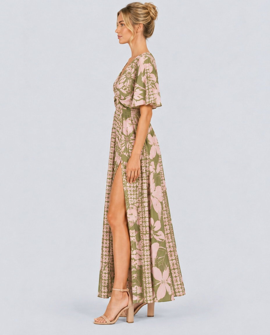 Nola | Maxi Dress with Floral Print and Elastic Waist