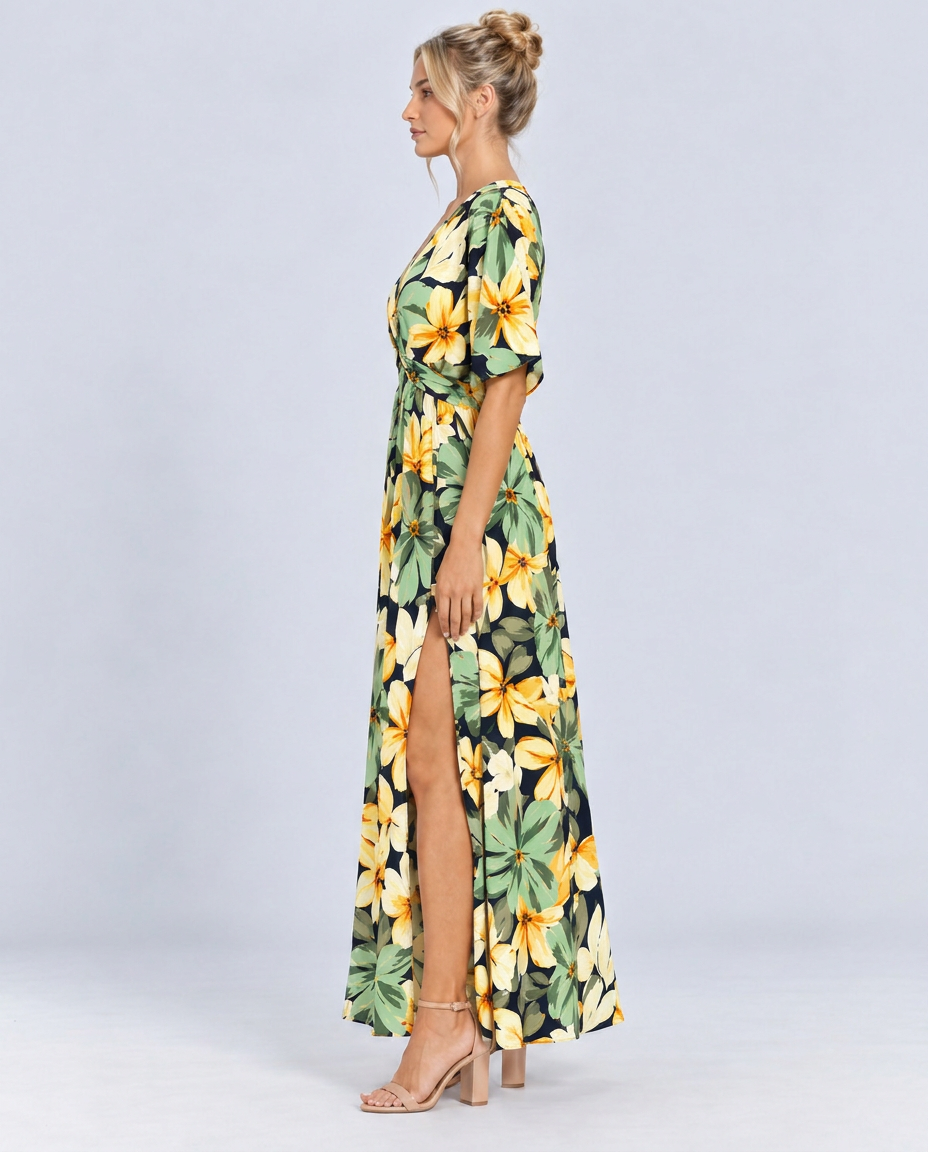 Nola | Maxi Dress with Floral Print and Elastic Waist