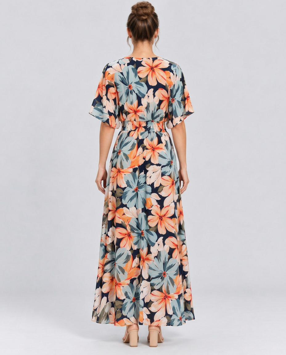 Nola | Maxi Dress with Floral Print and Elastic Waist