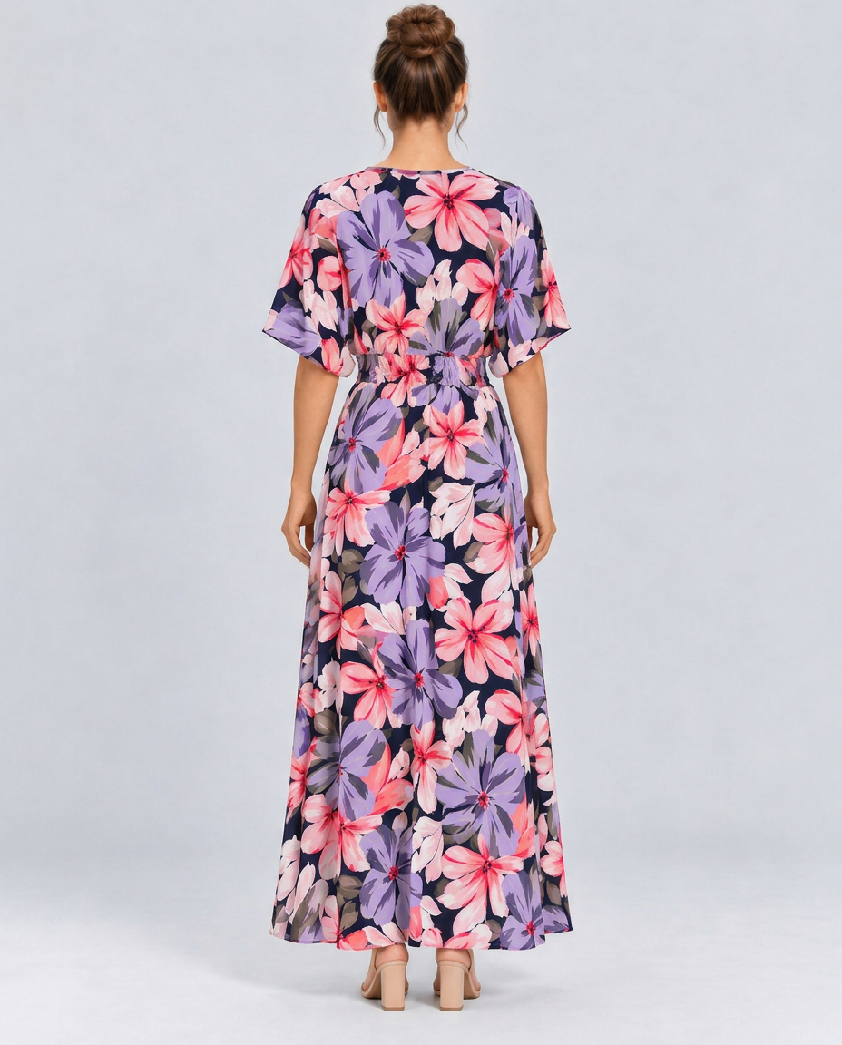 Nola | Maxi Dress with Floral Print and Elastic Waist