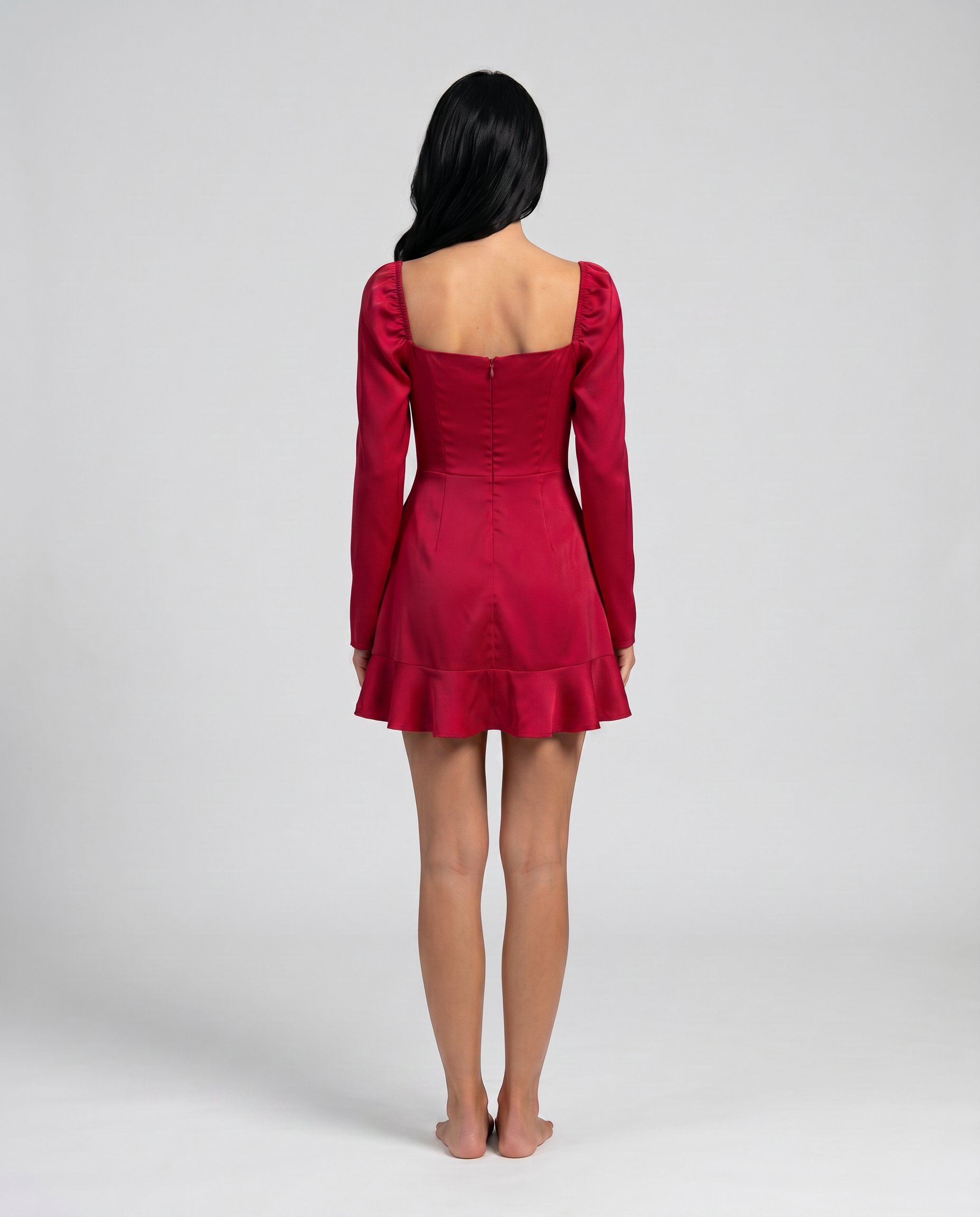 Luciana | Mini Dress with Square Neck and Bishop Sleeves