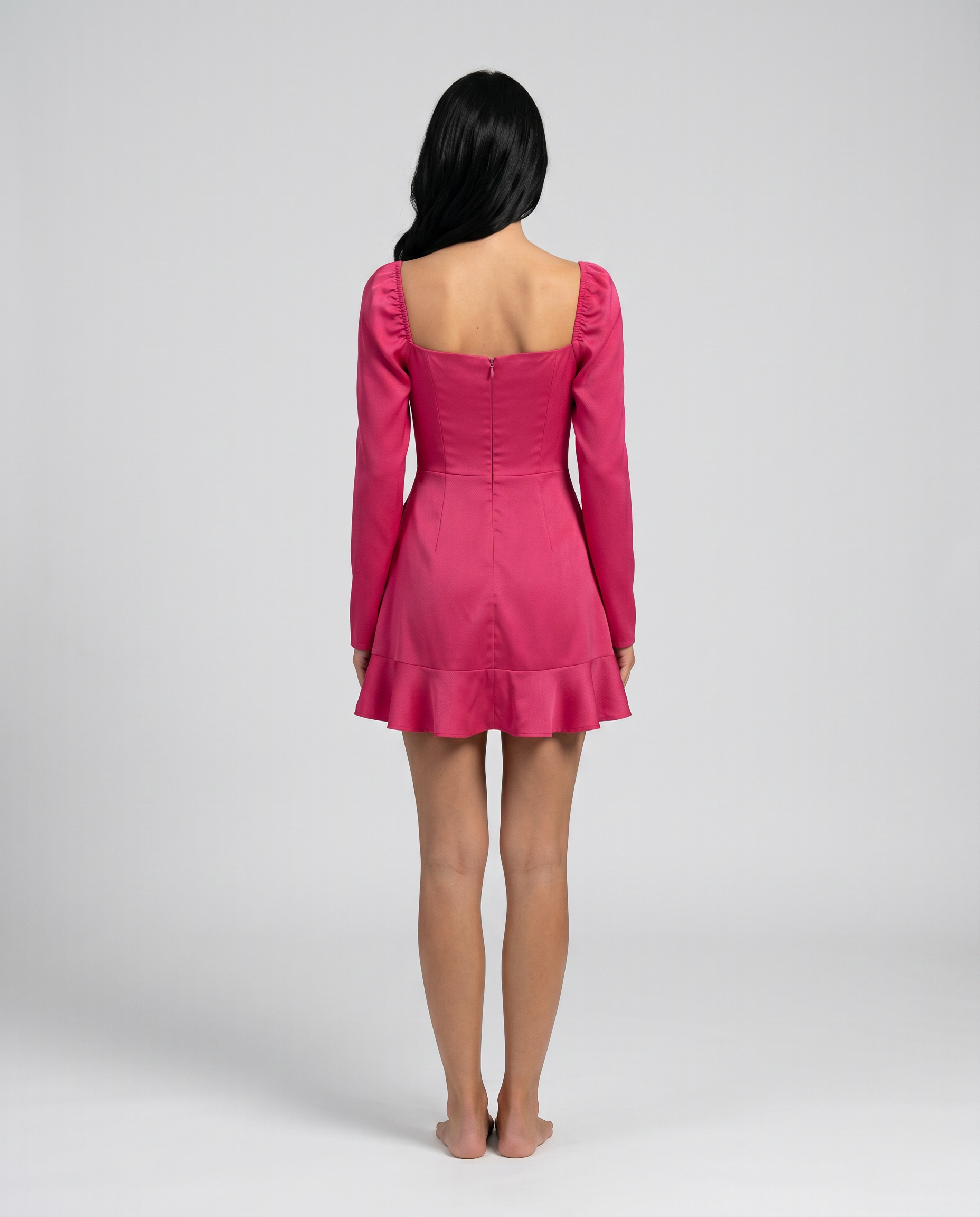 Luciana | Mini Dress with Square Neck and Bishop Sleeves