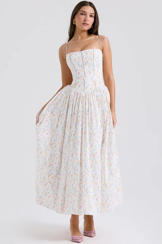 Ursula | Midi Dress with Corset Bodice