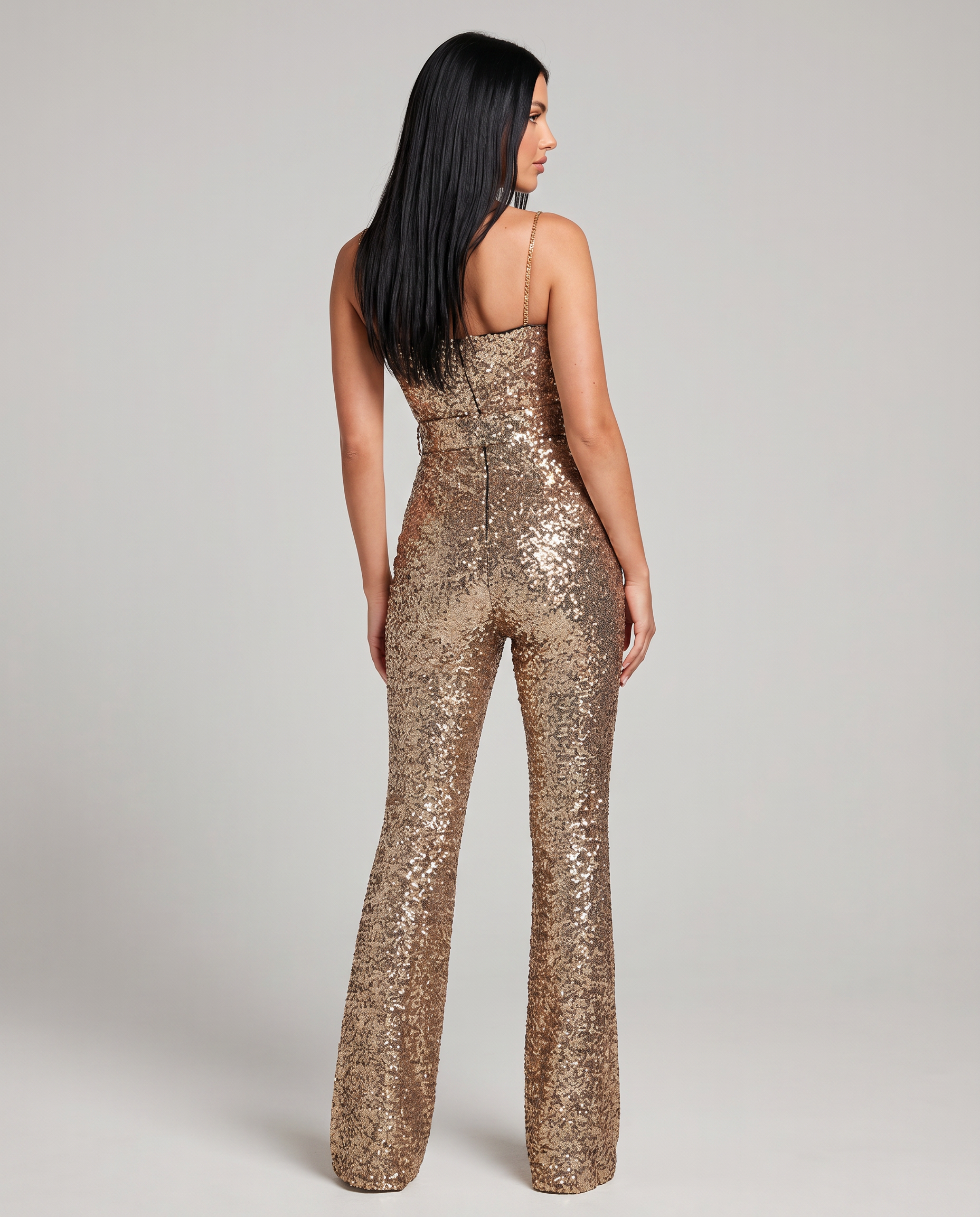 Amiyah | Sequin Jumpsuit with Wide-Leg Trousers
