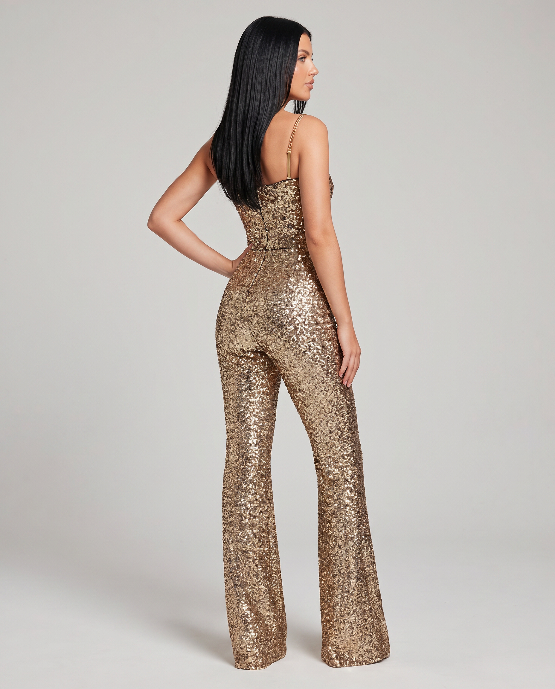 Amiyah | Sequin Jumpsuit with Wide-Leg Trousers