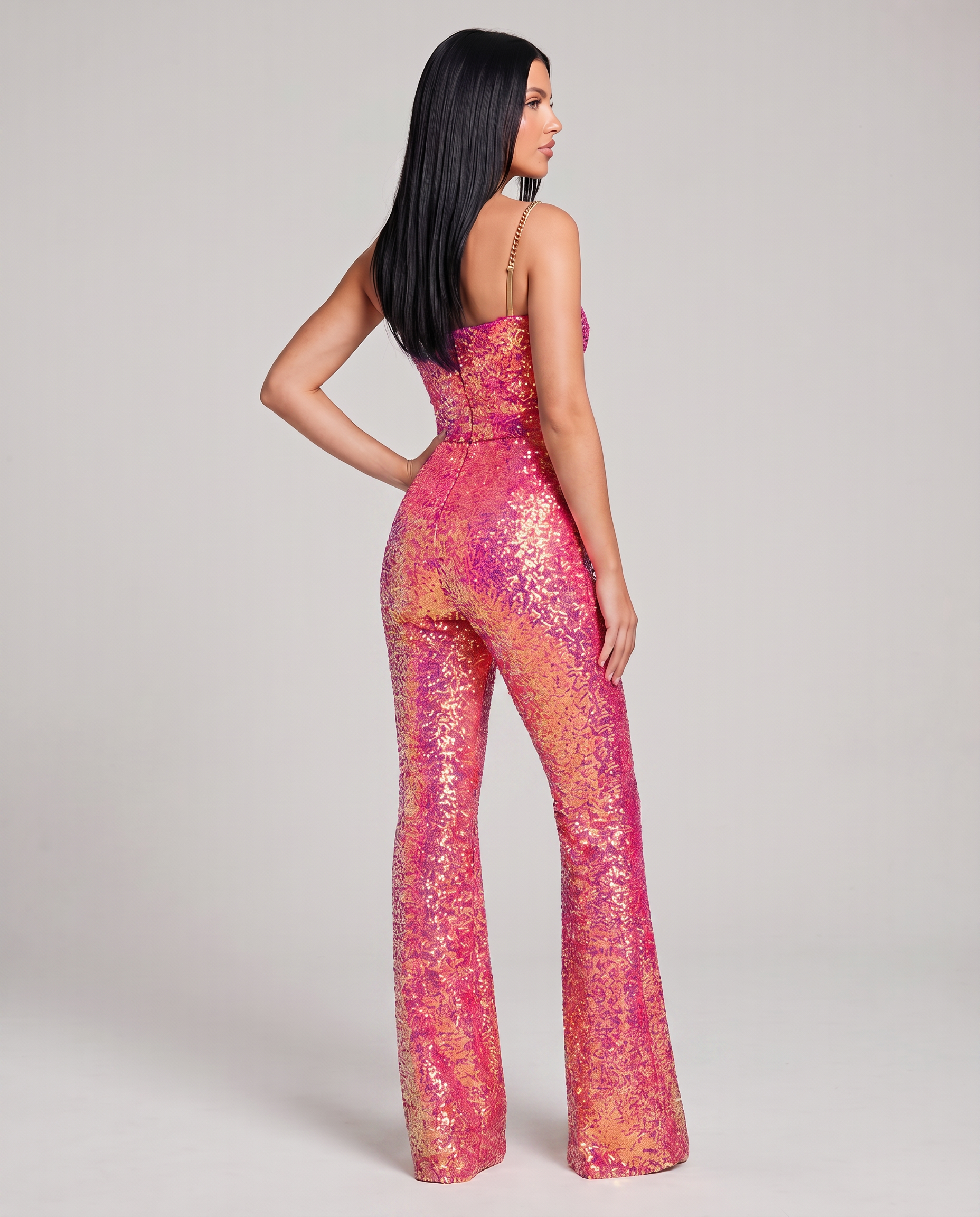 Amiyah | Sequin Jumpsuit with Wide-Leg Trousers