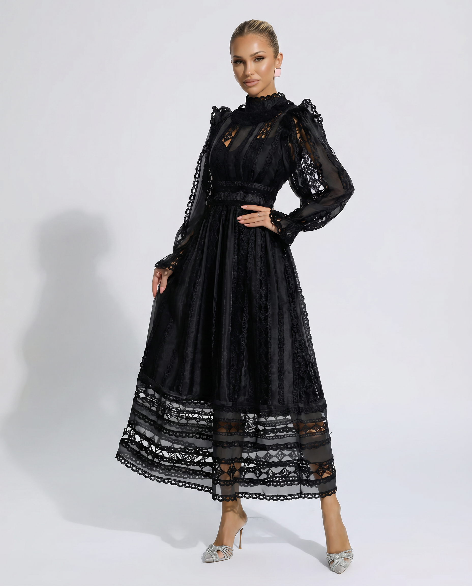 Juliet | Midi Lace Dress with Long Sleeves