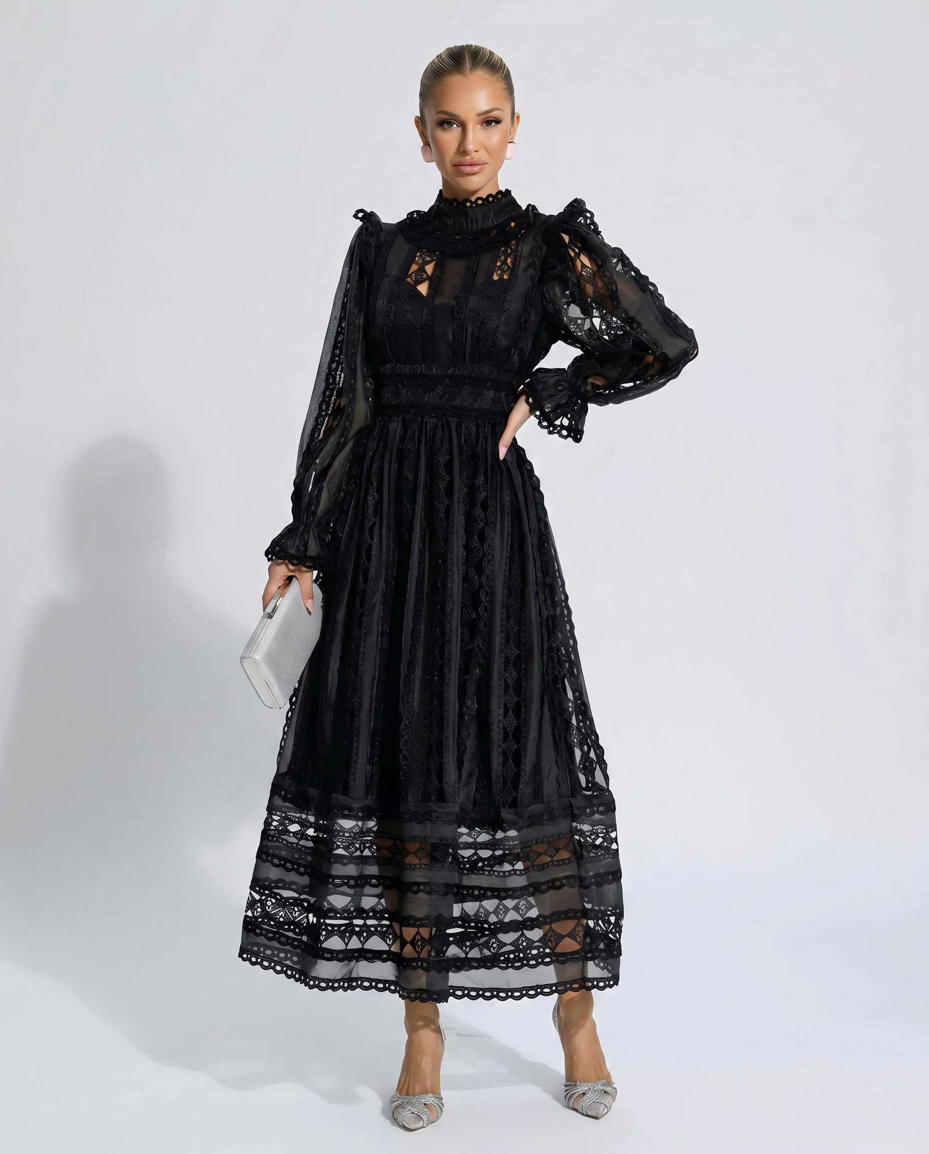 Juliet | Midi Lace Dress with Long Sleeves