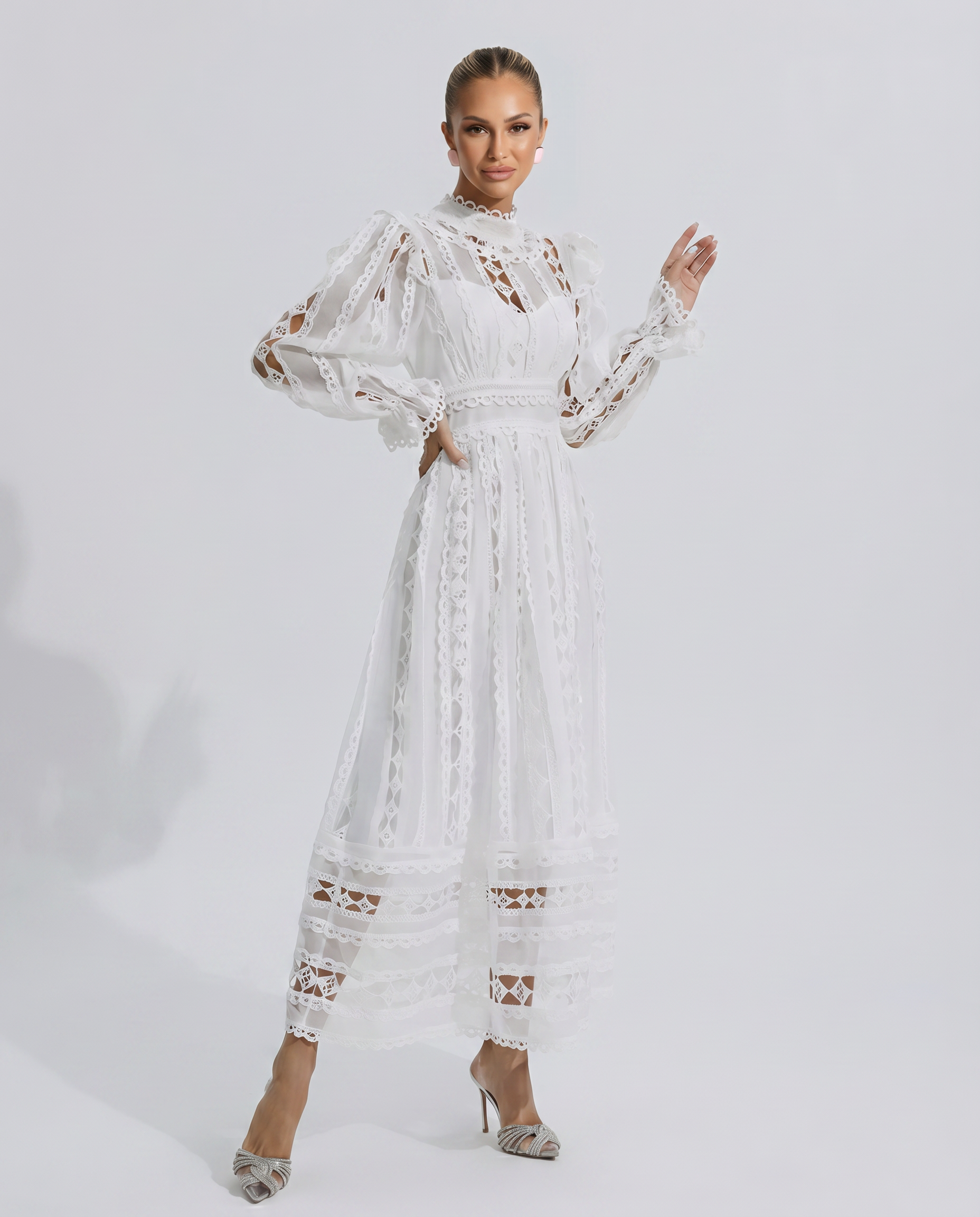 Juliet | Midi Lace Dress with Long Sleeves