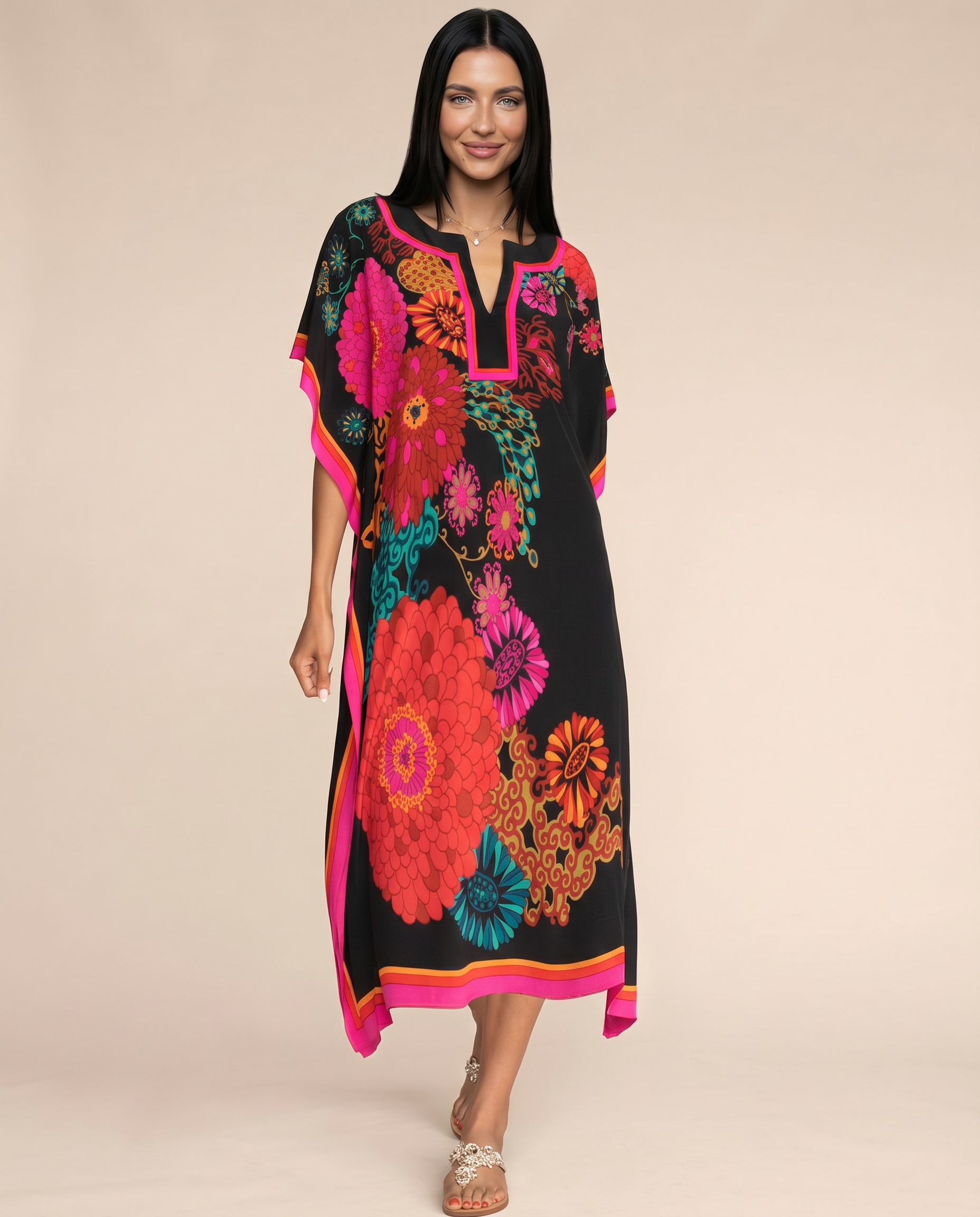 Baylor | Maxi Kaftan Dress with V-Neck and Side Slits