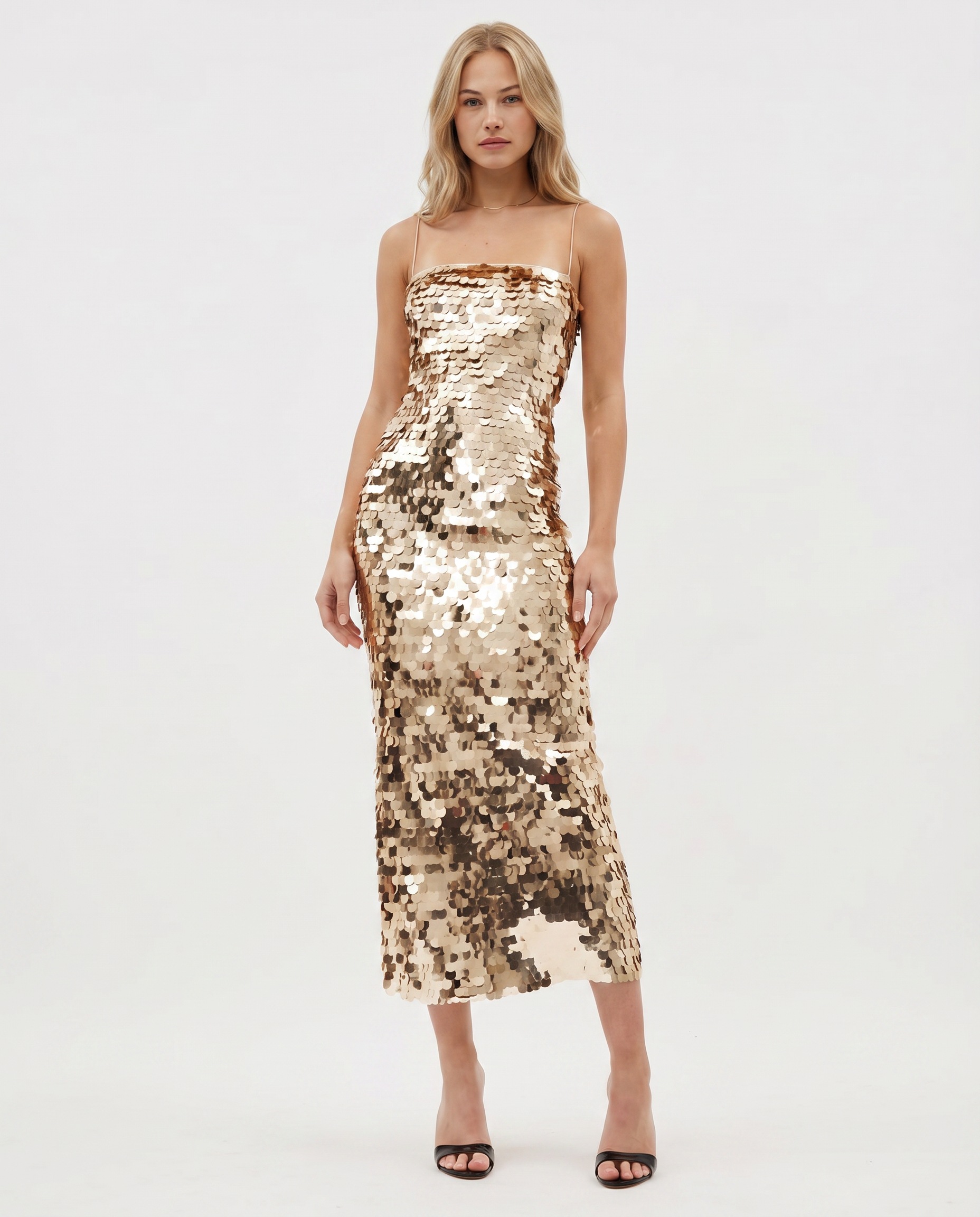 Tara | Midi Slip Dress with Sequin Finish