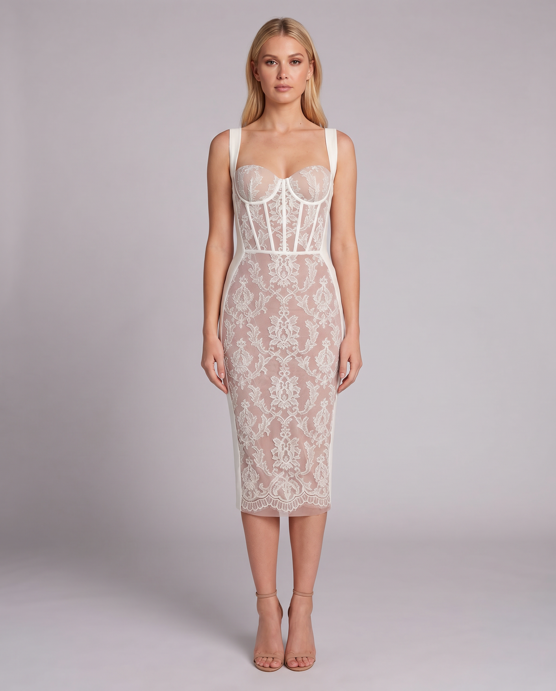Ruby | Midi Dress with Lace Corset Panel