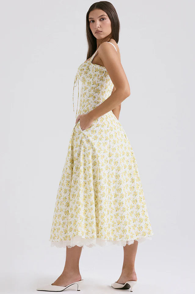 Ann | Midi Sundress with Floral Print