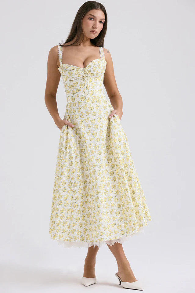 Ann | Midi Sundress with Floral Print