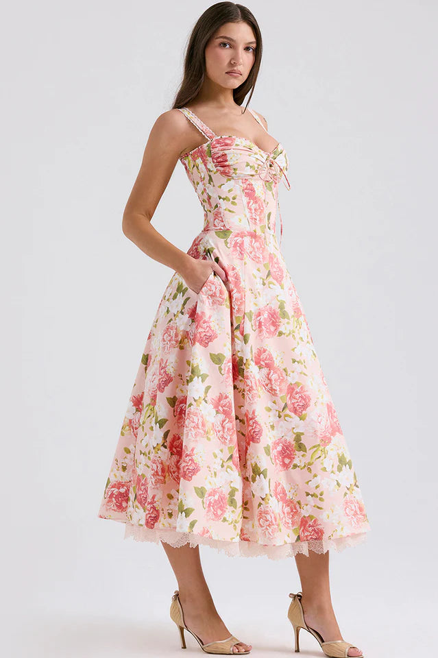 Ann | Midi Sundress with Floral Print