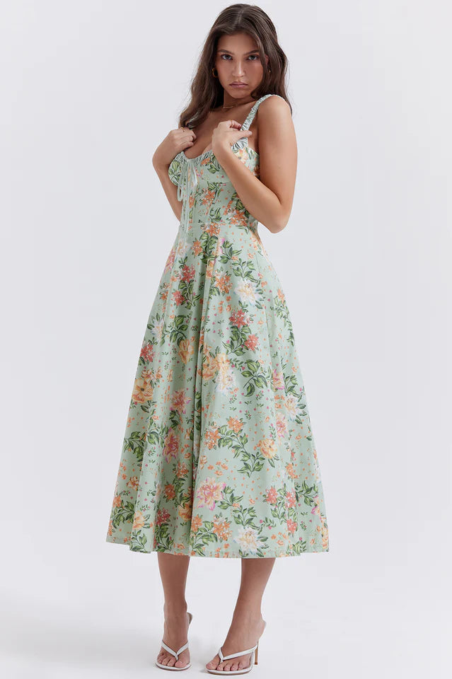 Claire | Midi Sundress with Bustier Bodice