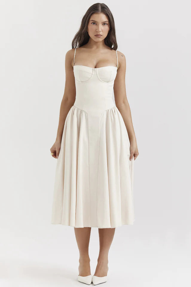 Thelma | Midi Sundress with Corset Bodice