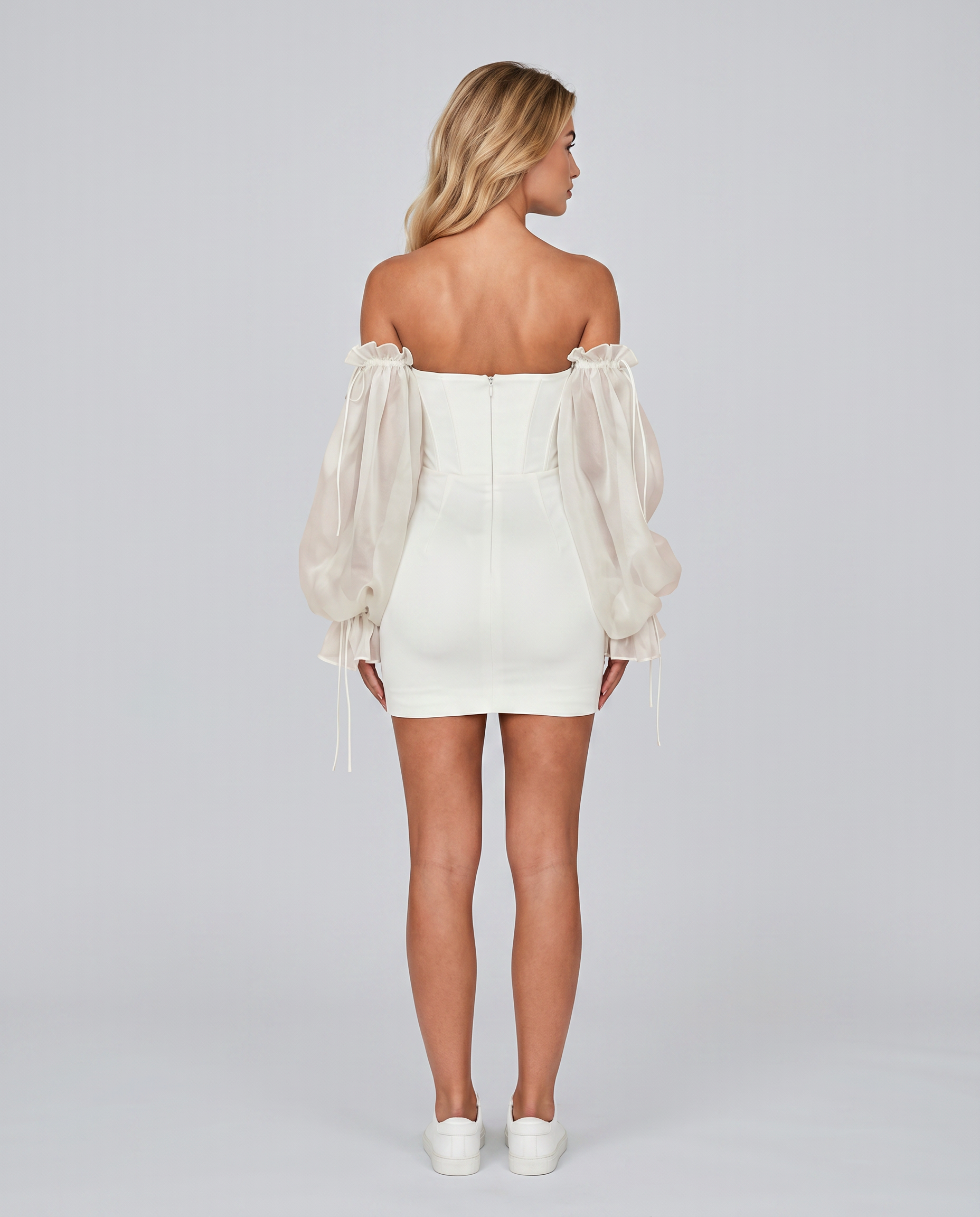 Joni | Mini Dress with Corset Bodice and Sheer Sleeves