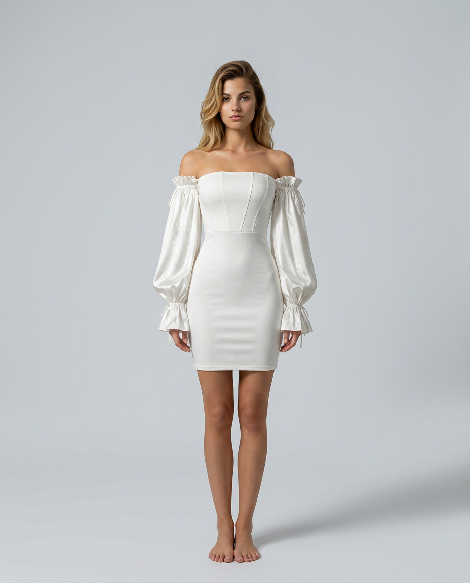 Joni | Mini Dress with Corset Bodice and Sheer Sleeves