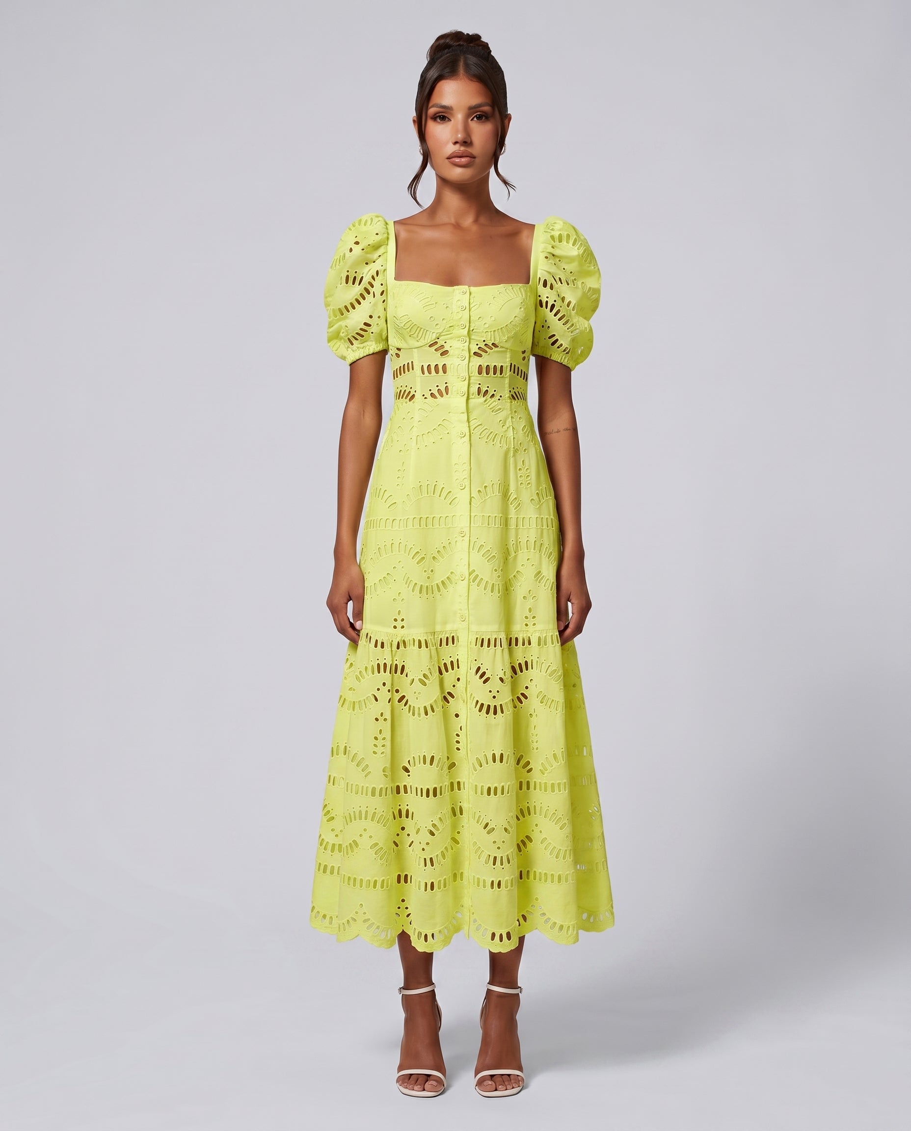 Miria | Midi Dress with Eyelet Embroidery