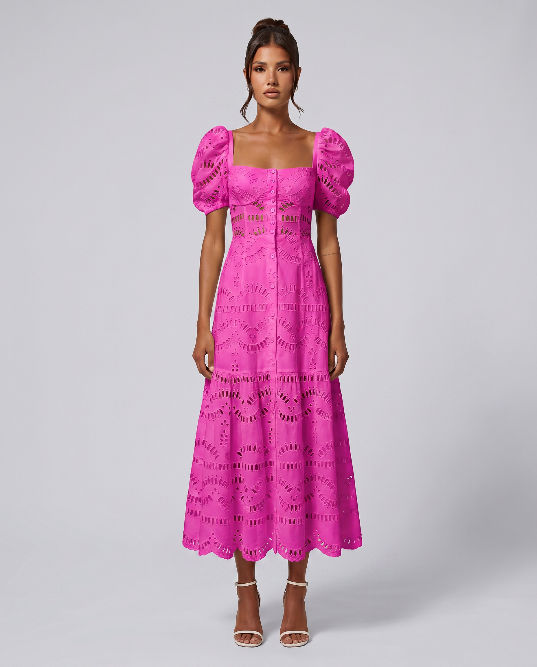 Miria | Midi Dress with Eyelet Embroidery