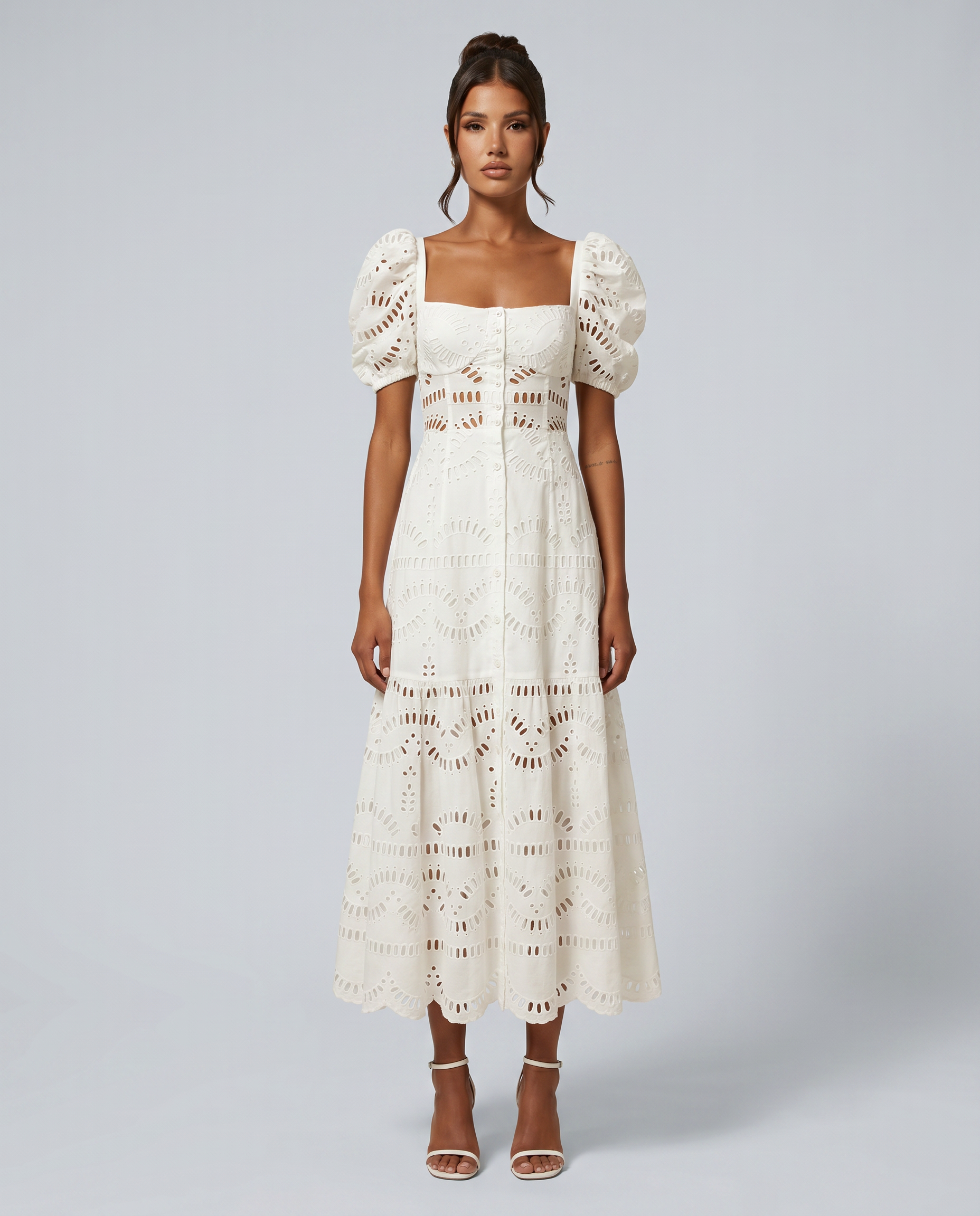 Miria | Midi Dress with Eyelet Embroidery