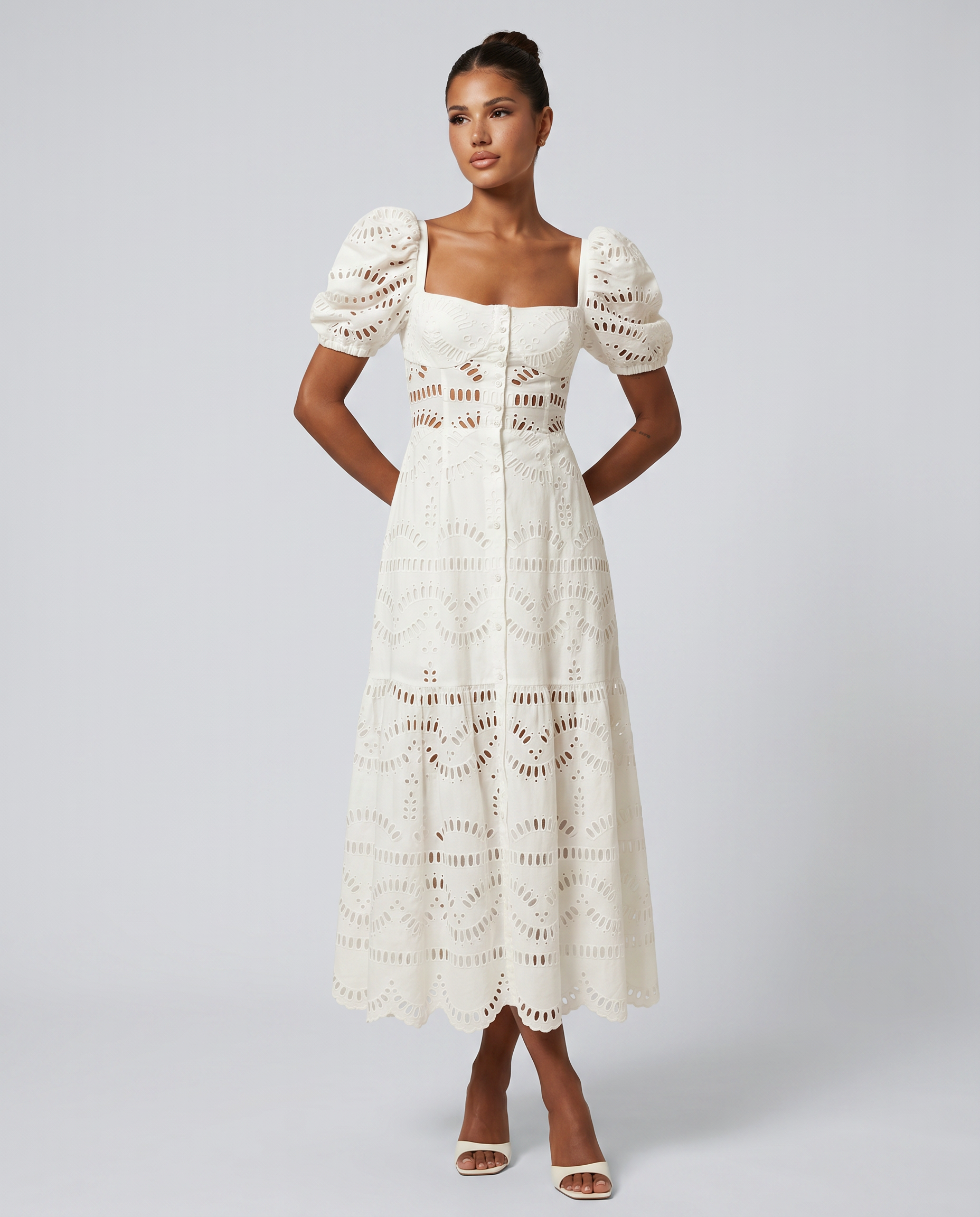 Miria | Midi Dress with Eyelet Embroidery