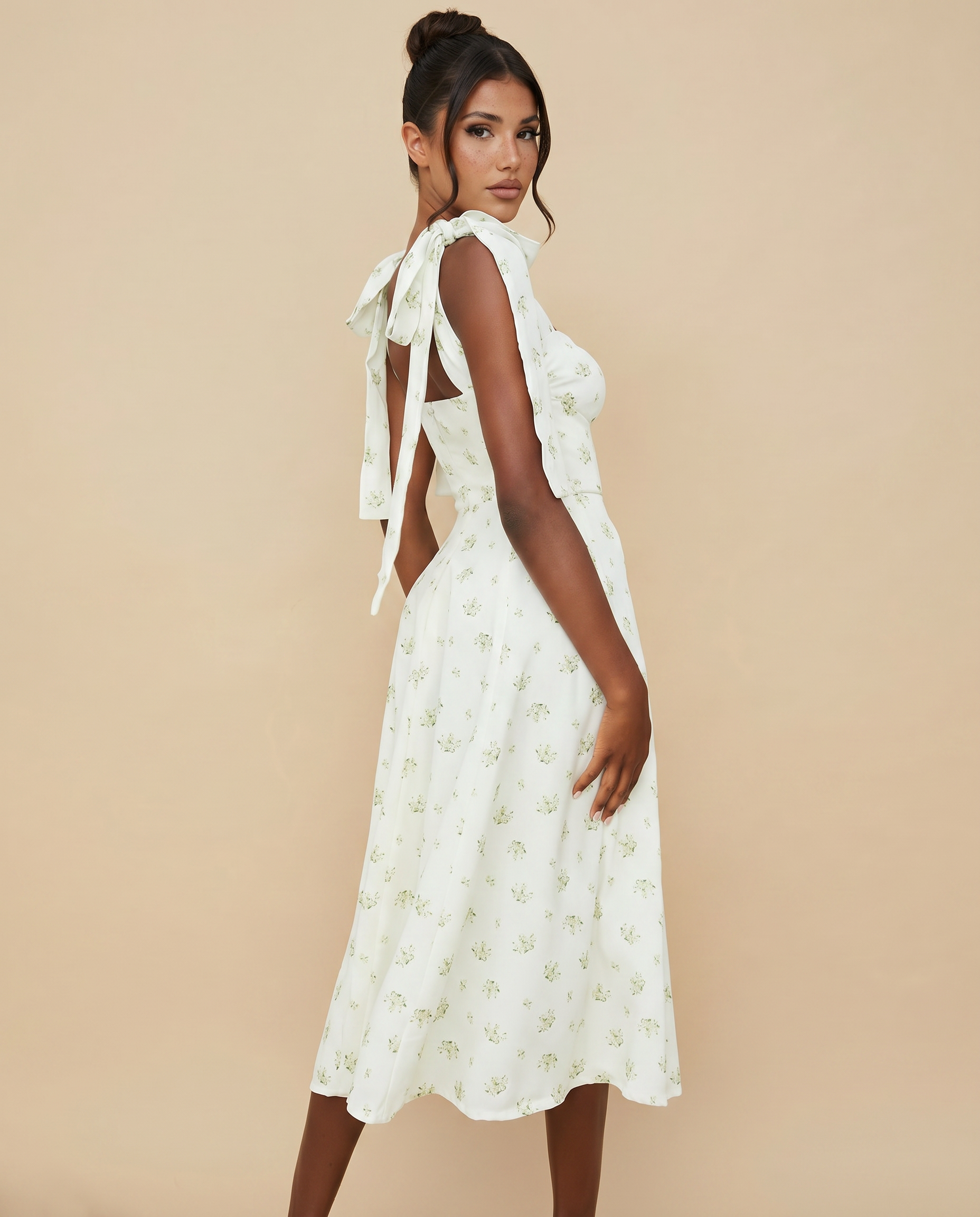 Leigh | Midi Dress with Tie Shoulder Straps