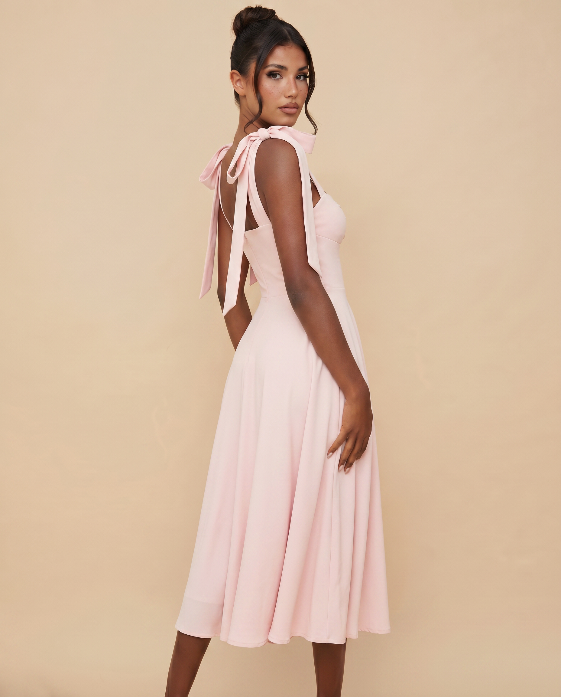 Leigh | Midi Dress with Tie Shoulder Straps