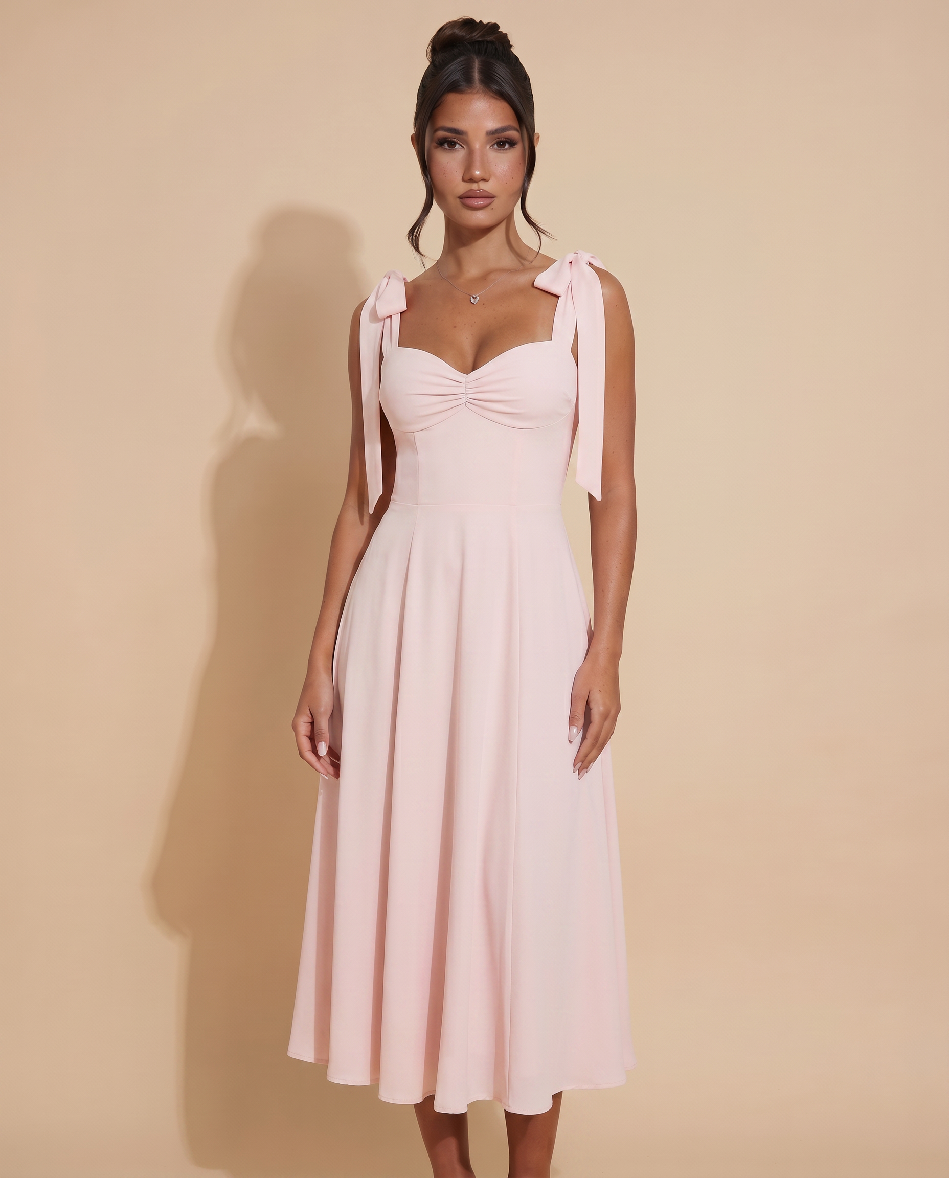 Leigh | Midi Dress with Tie Shoulder Straps