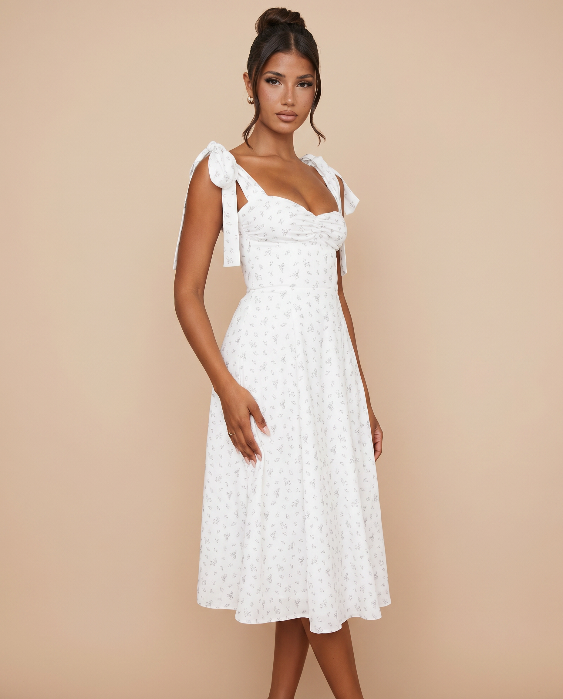 Leigh | Midi Dress with Tie Shoulder Straps