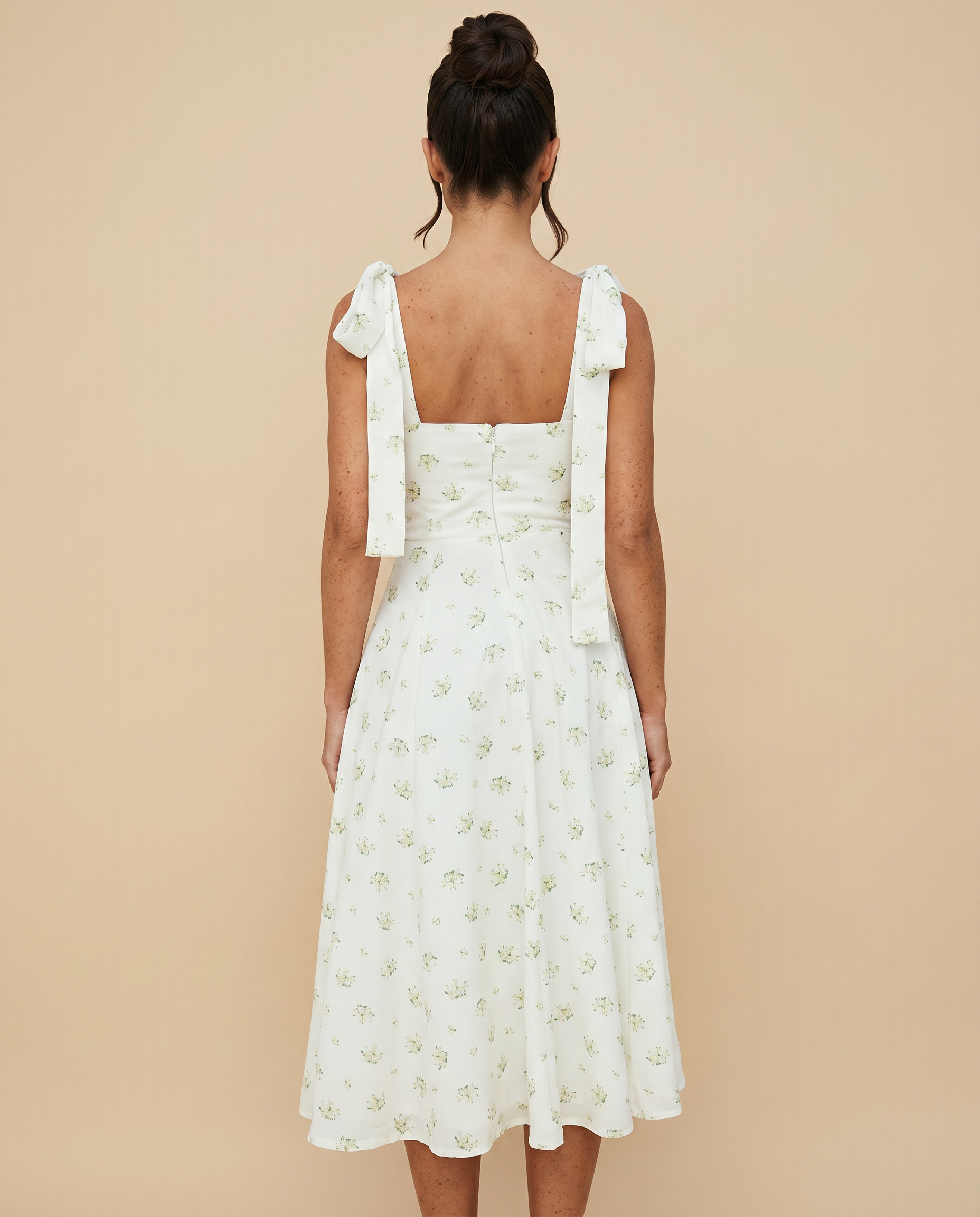 Leigh | Midi Dress with Tie Shoulder Straps