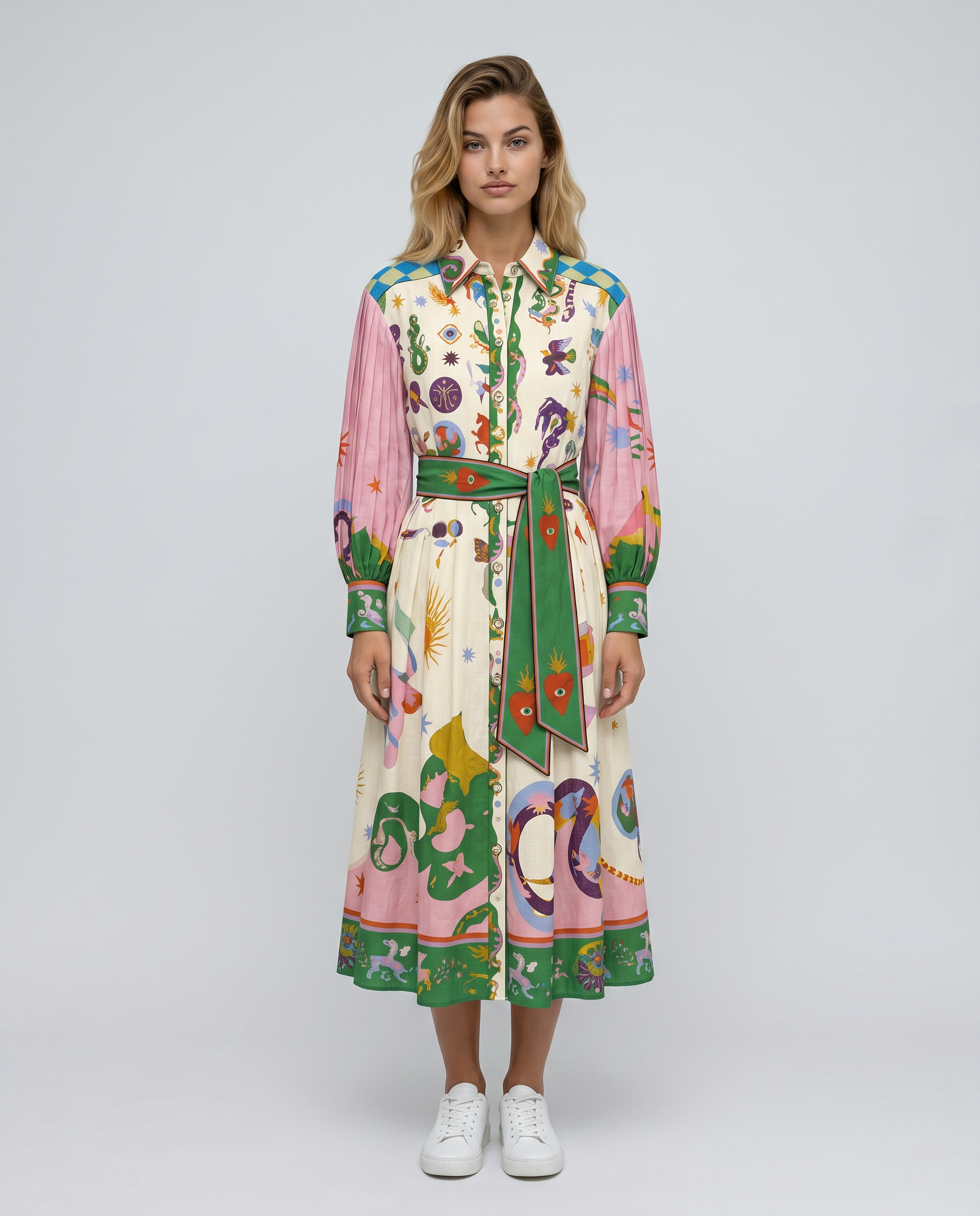 Lola | Midi Shirt Dress with Belted Waist