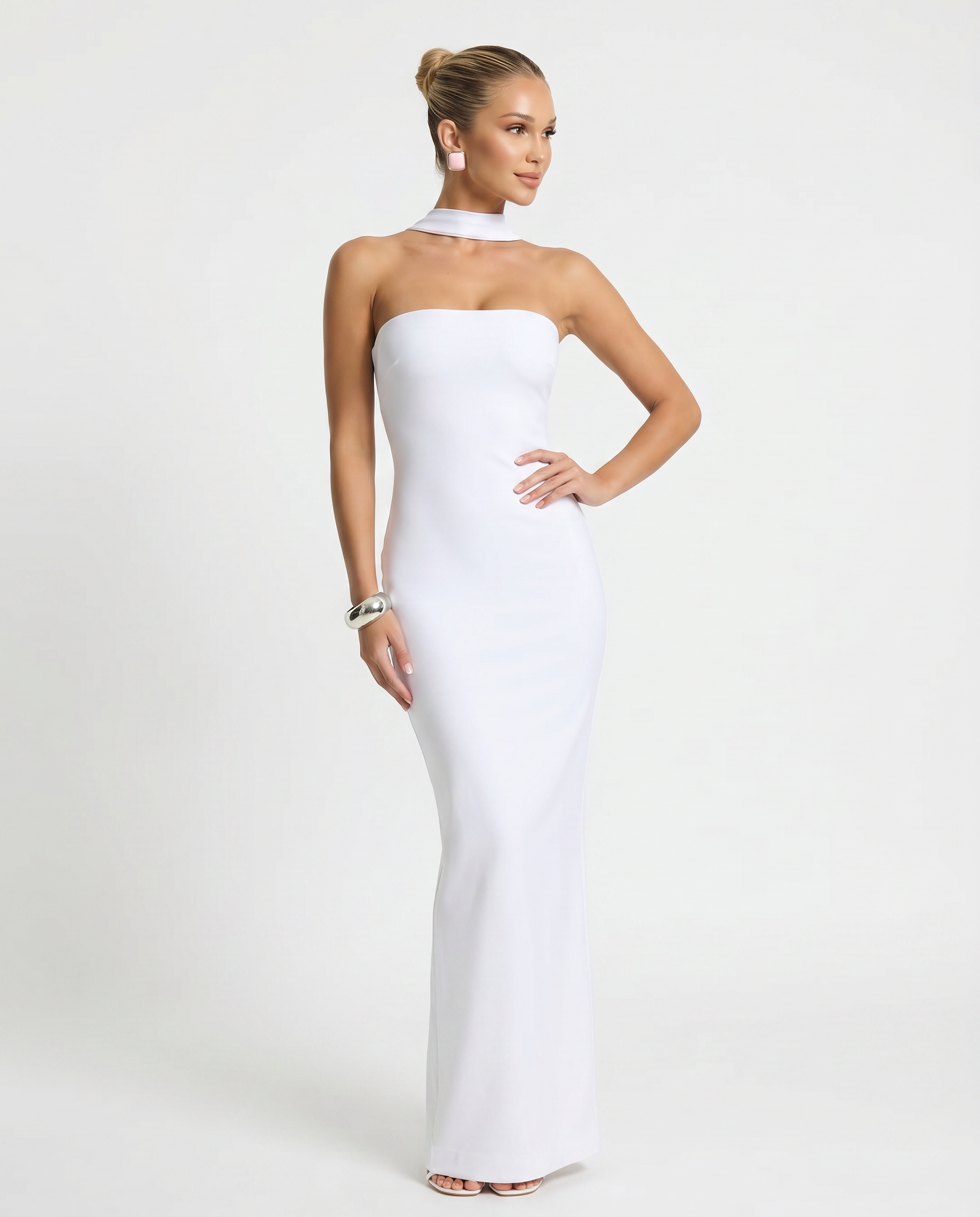 Aimee | Maxi Dress with Strapless Neckline and Back Slit