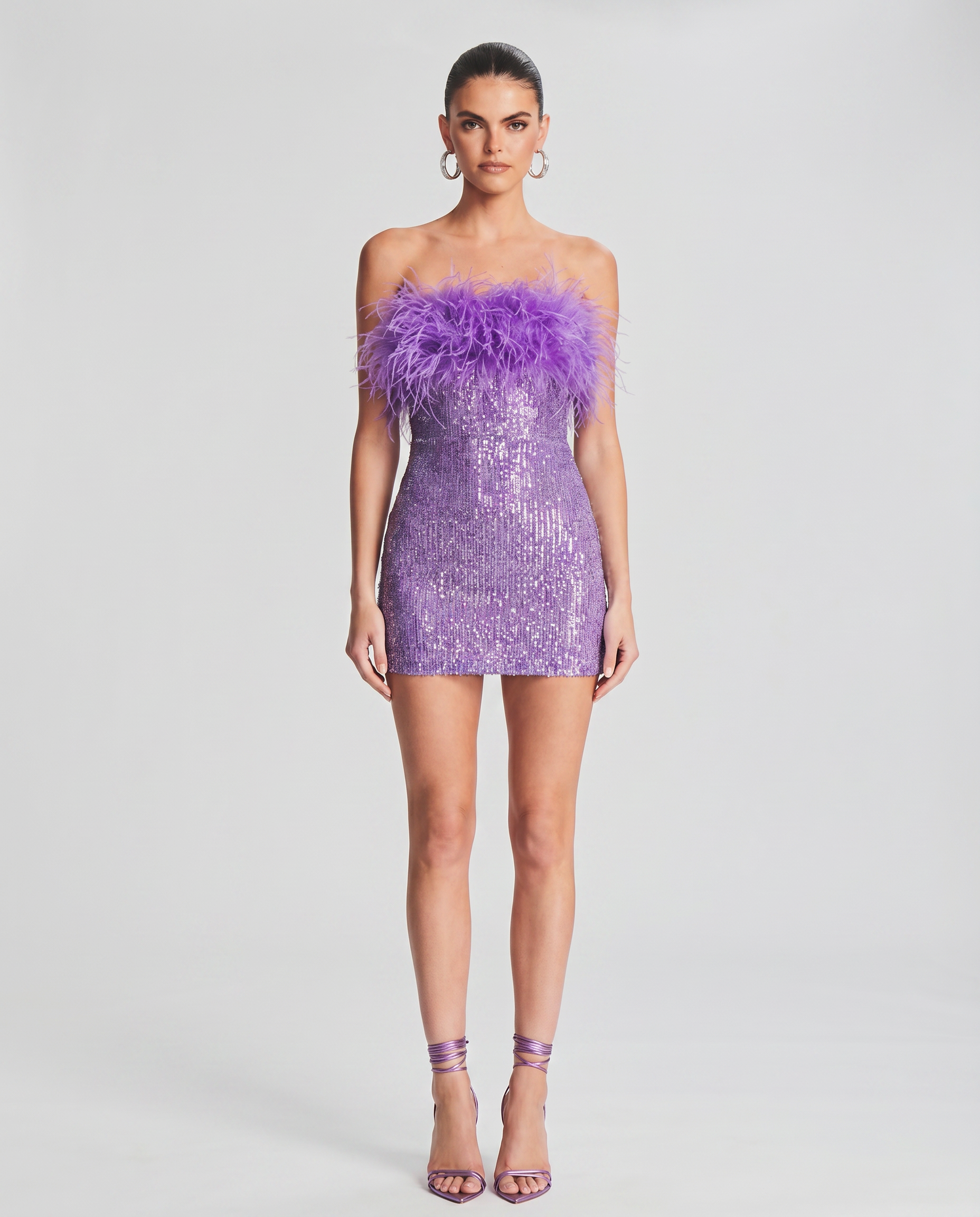 Ellen | Mini Dress with Sequin and Feather Detail