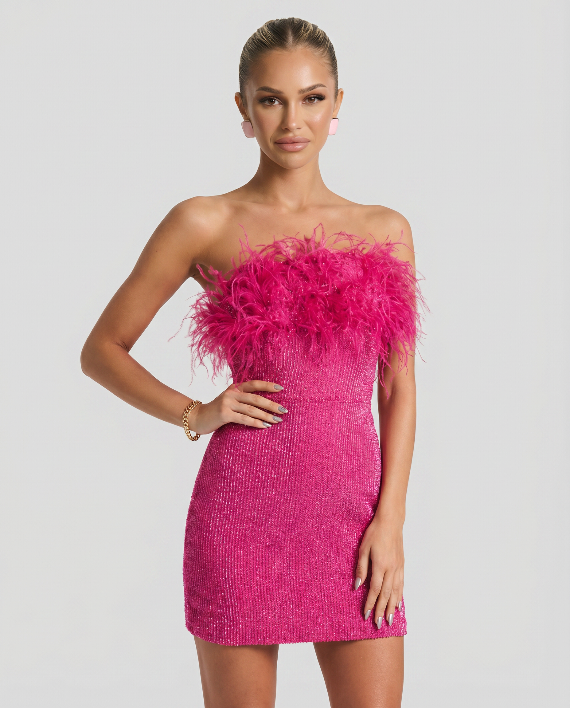 Ellen | Mini Dress with Sequin and Feather Detail