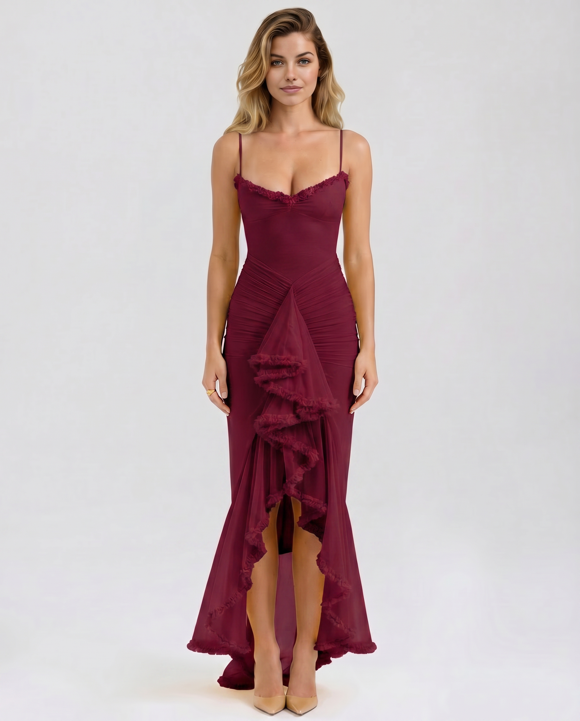 Leah | High-Low Dress with Ruffled Front