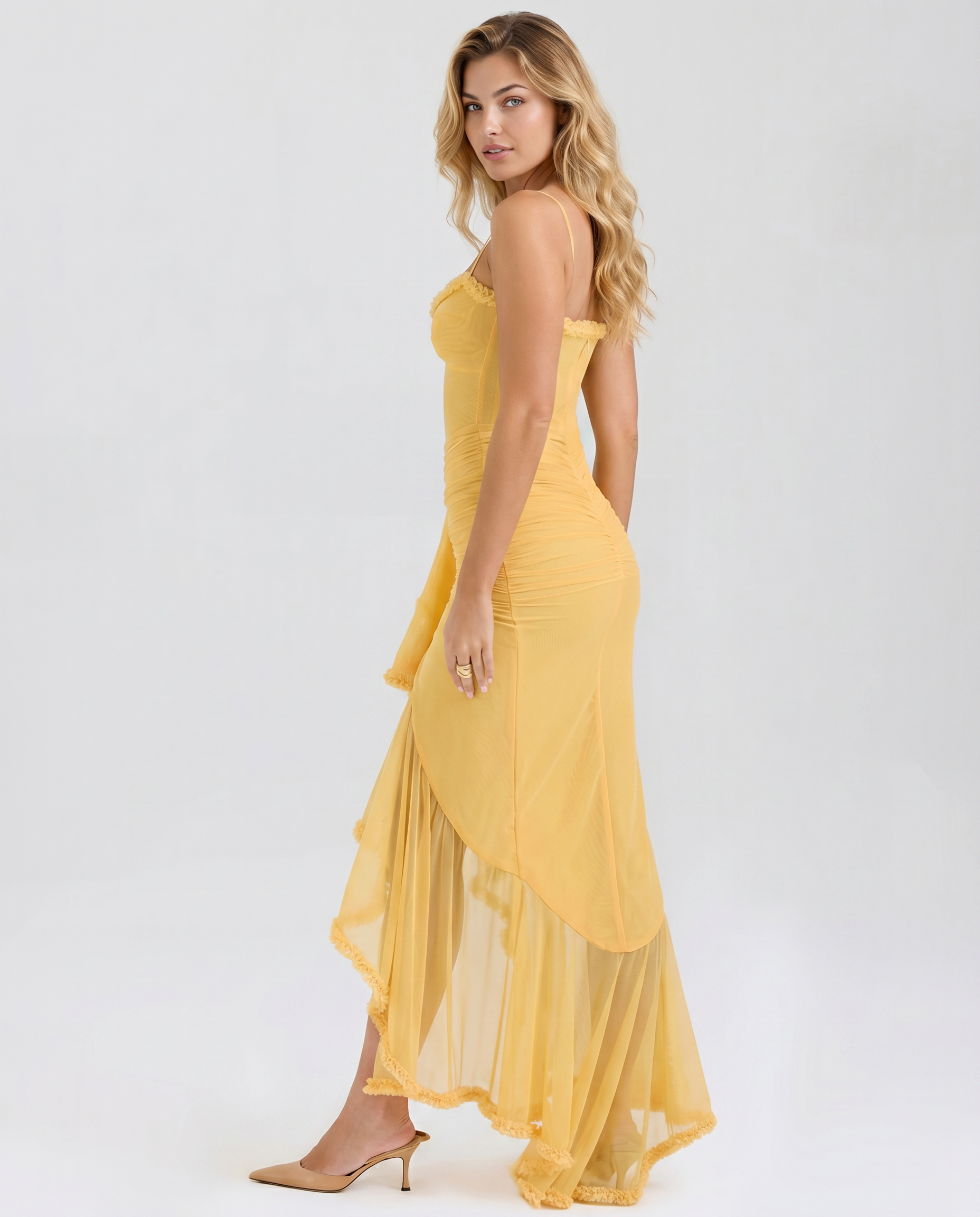 Leah | High-Low Dress with Ruffled Front