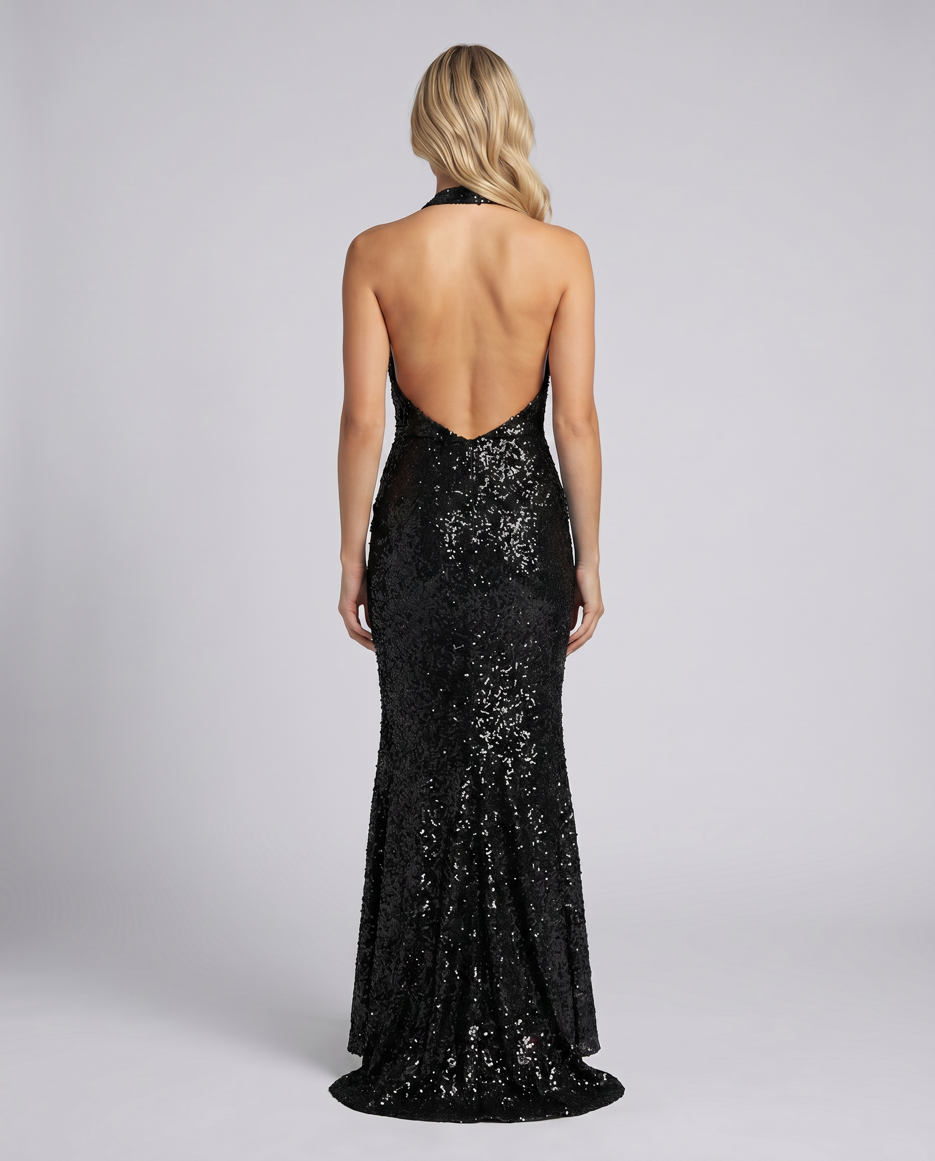 Zorina | Sequin Maxi Dress with Halter Cowl Neck