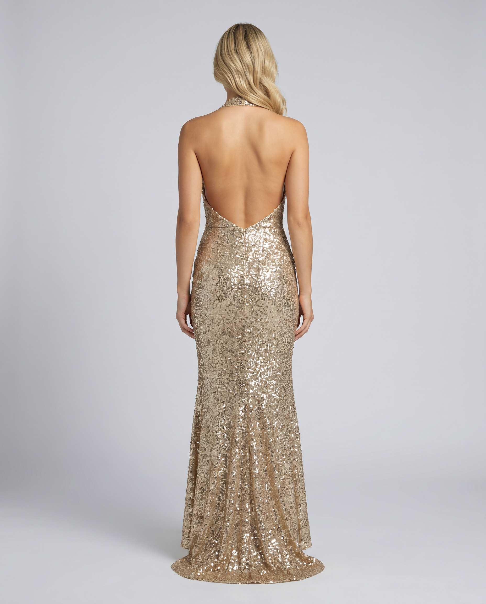 Zorina | Sequin Maxi Dress with Halter Cowl Neck