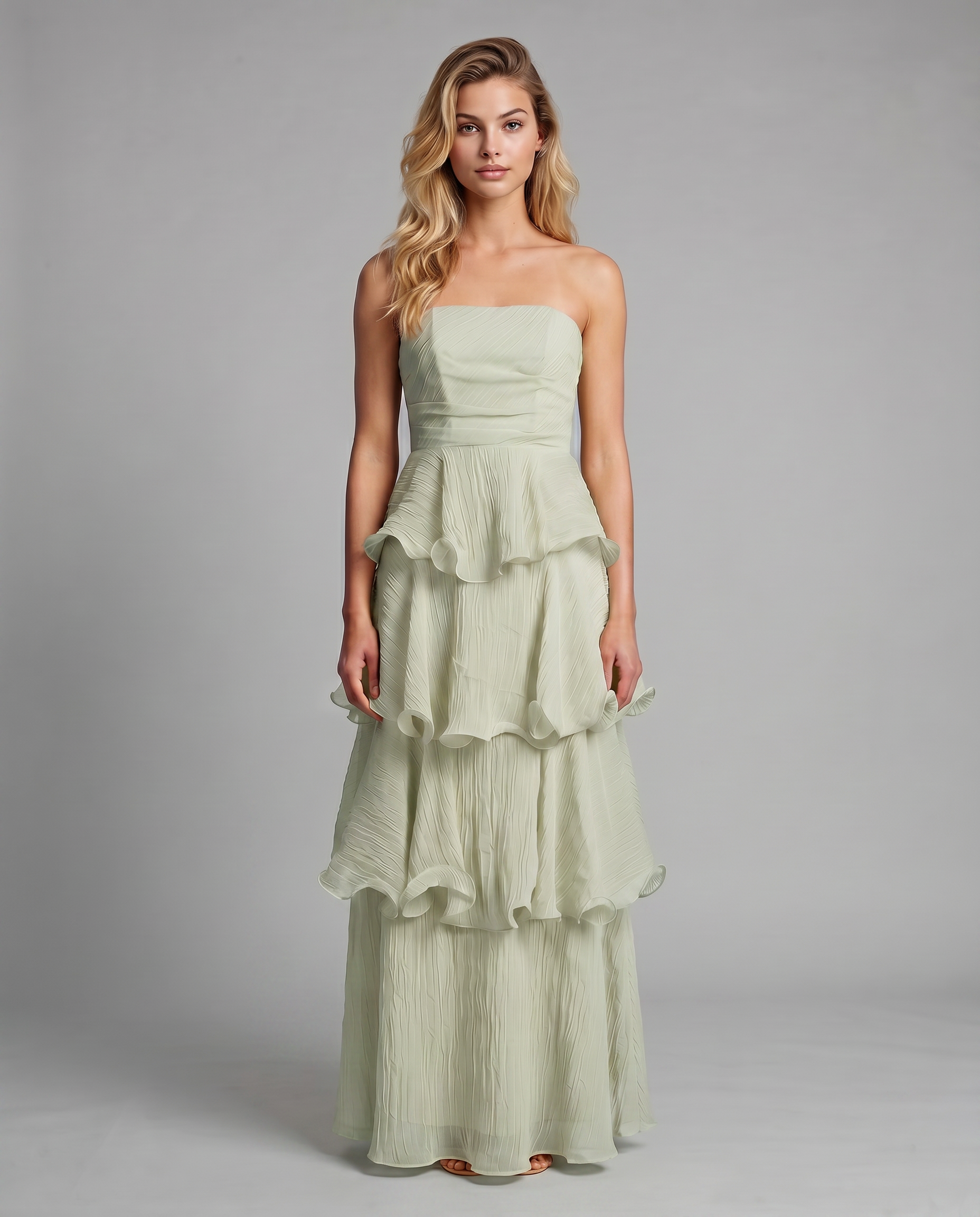 Azalea | Strapless Maxi Dress with Tiered Ruffle Skirt