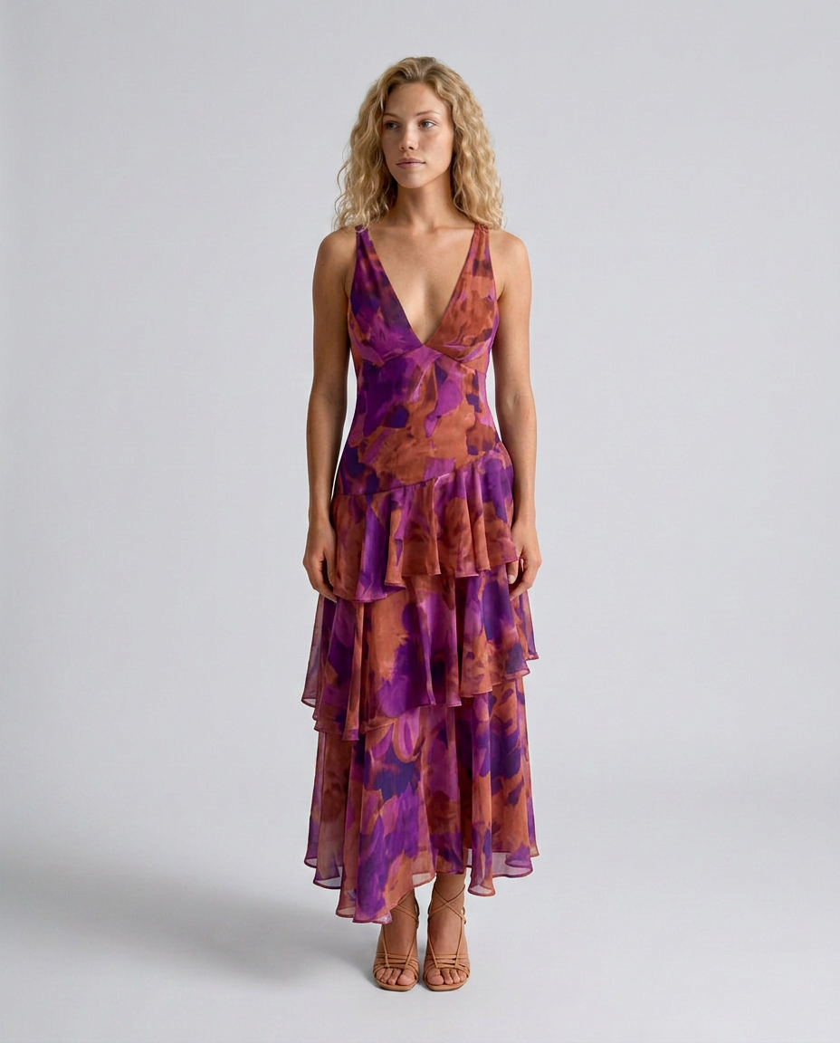 Ophelia | Maxi Dress with Tiered Ruffle Skirt